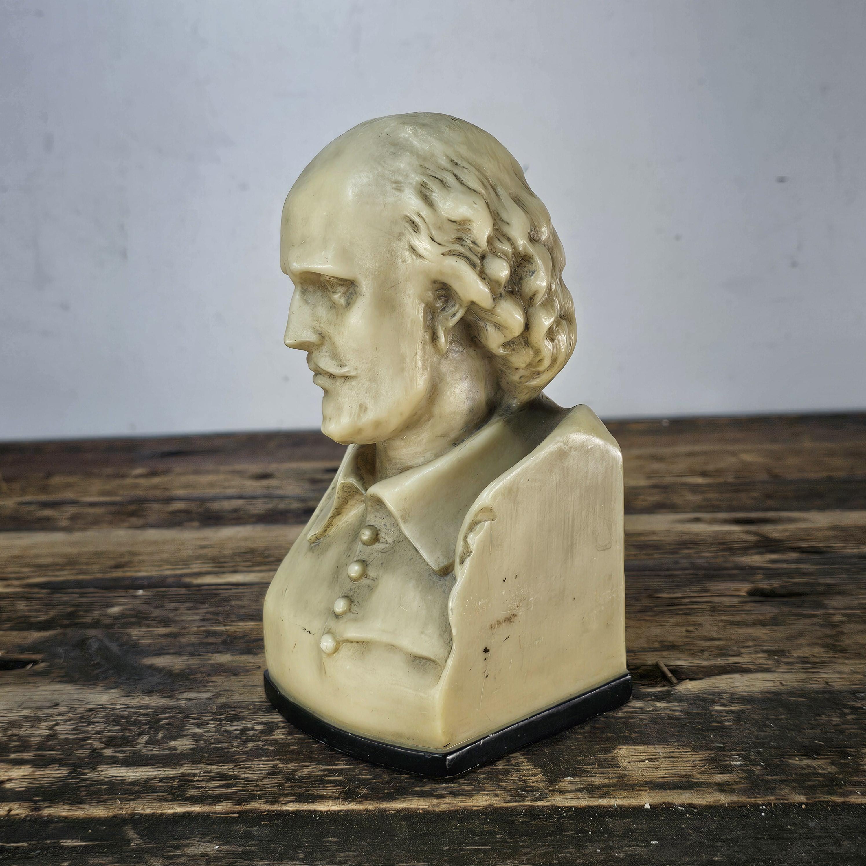 Decorative Solid Resin Shakespeare Bust / Pen Holder 7"H