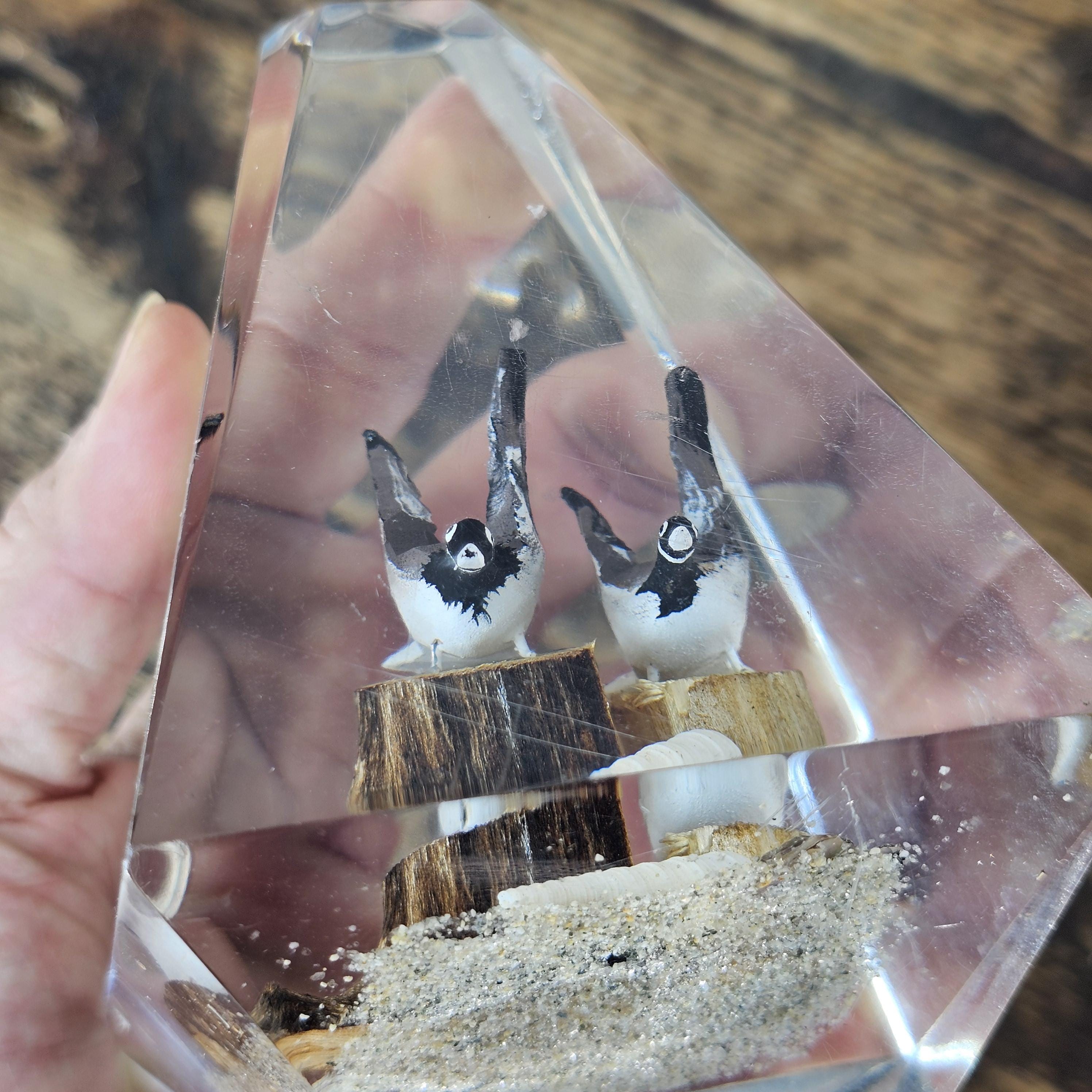 Vintage Lucite Canadian Geese Duck Paperweight