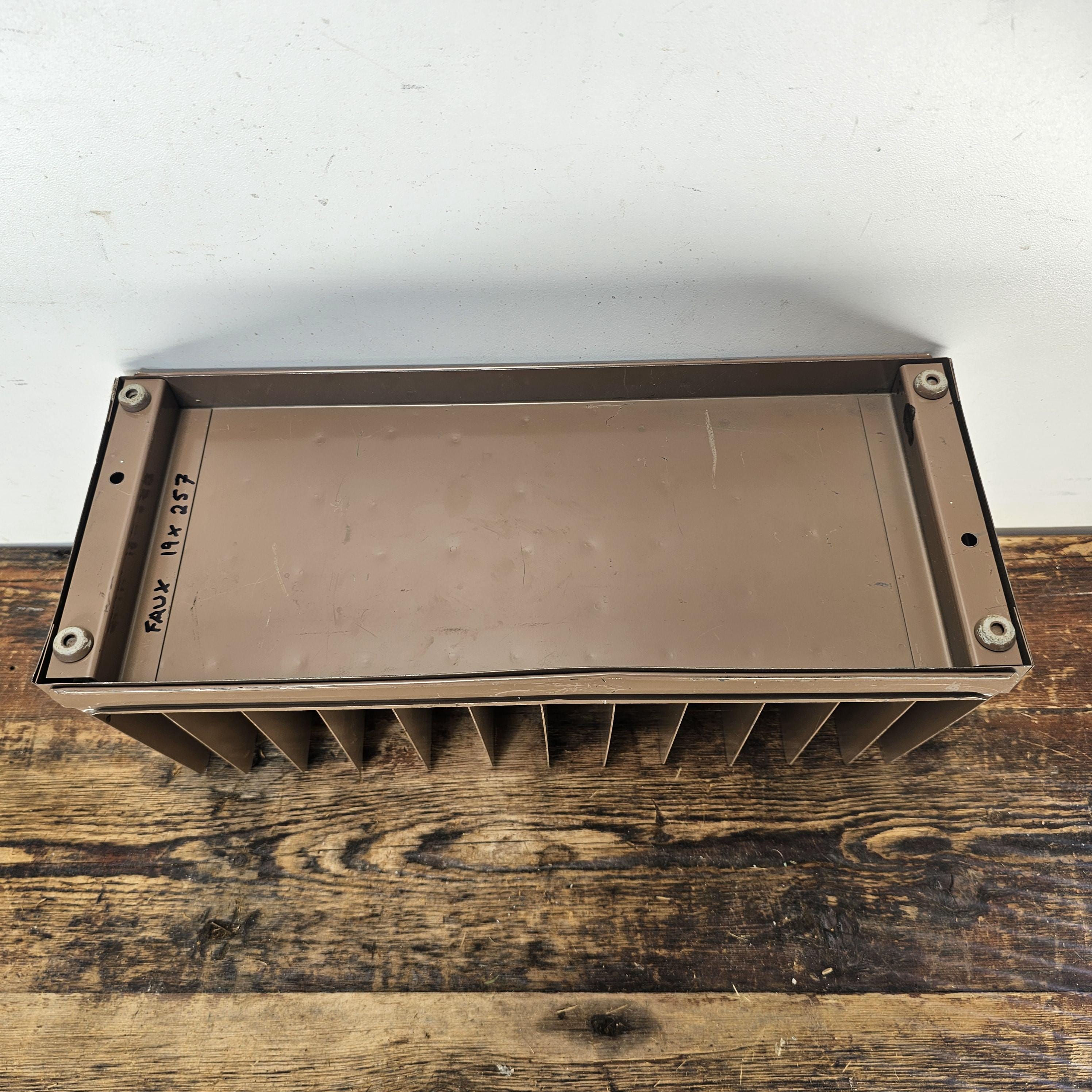 Vintage Small 12 Compartment Metal Desktop File Organizer 6.5"W x 6.5"H x 15"L