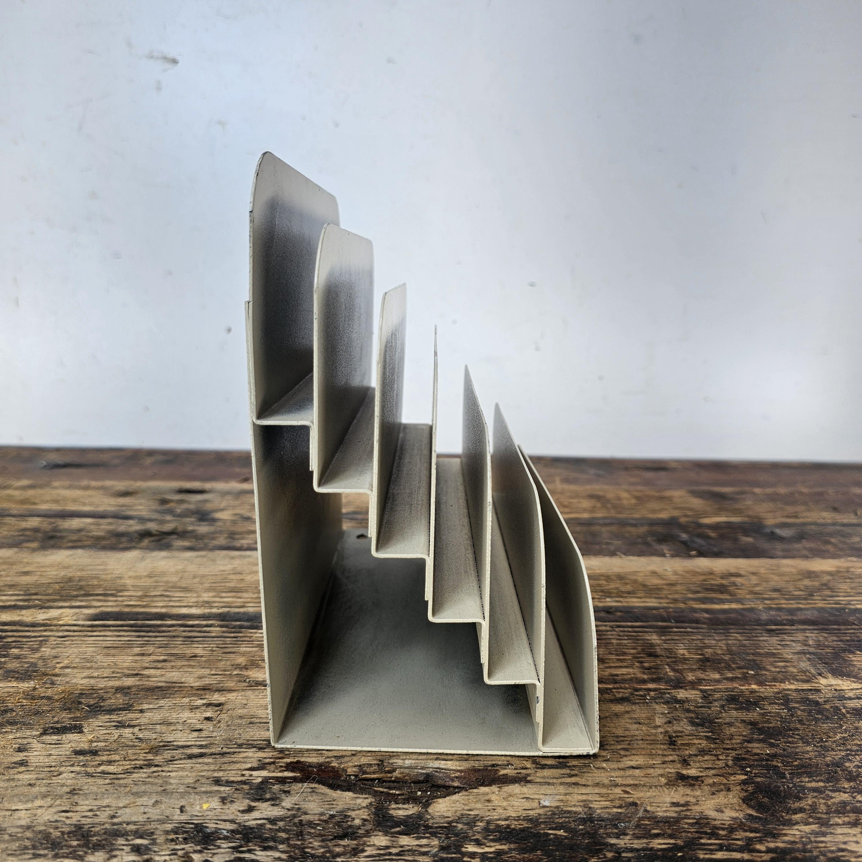 Vintage Small 12 Compartment Metal Desktop File Organizer 6.5"W x 6.5"H x 15"L