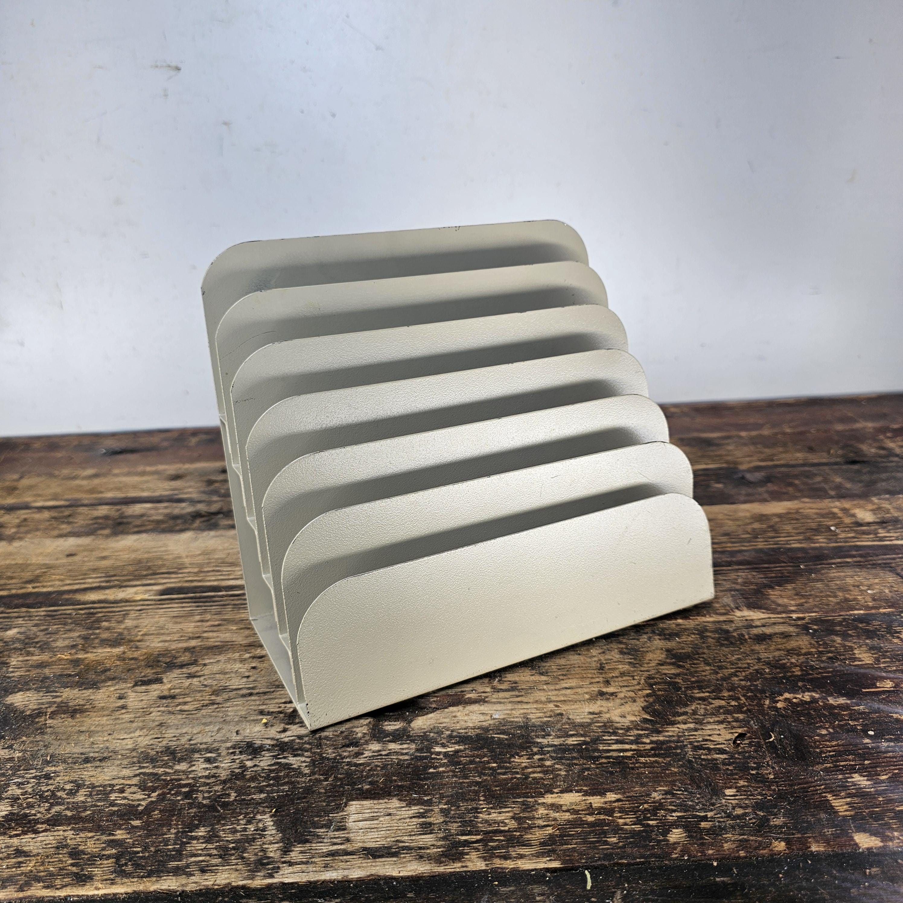 Vintage Small 12 Compartment Metal Desktop File Organizer 6.5"W x 6.5"H x 15"L