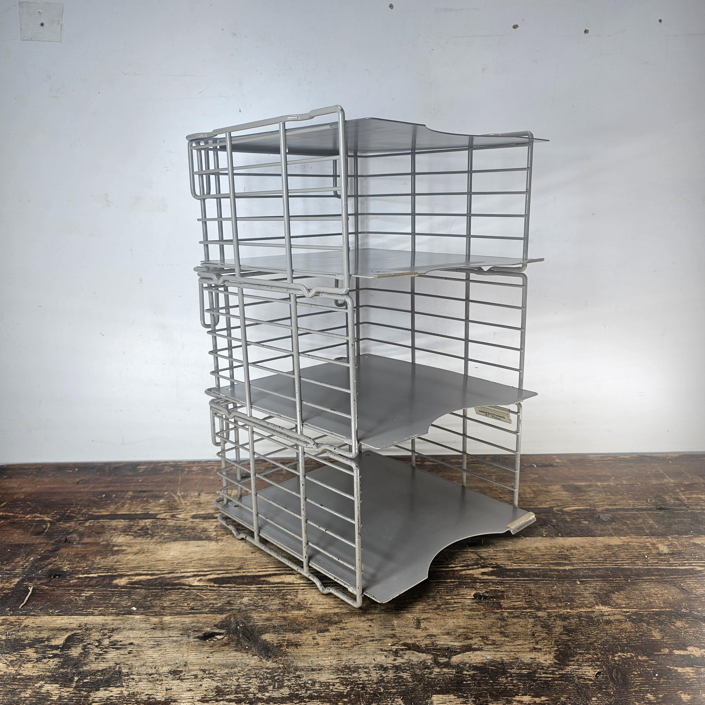 Vintage Steel Wire Stackable / Wall Mountable Storage Basket Organizer Set