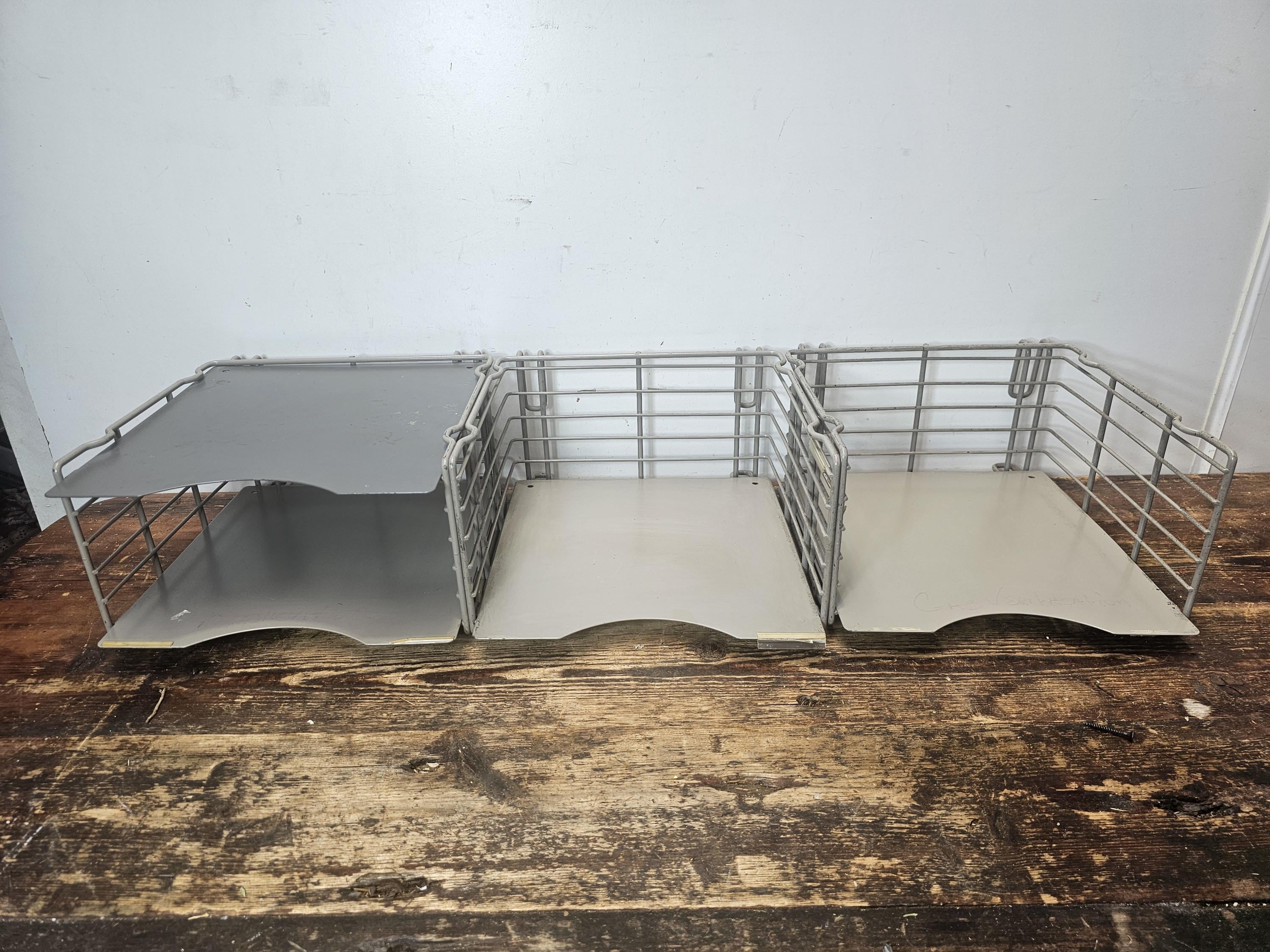 Vintage Steel Wire Stackable / Wall Mountable Storage Basket Organizer Set