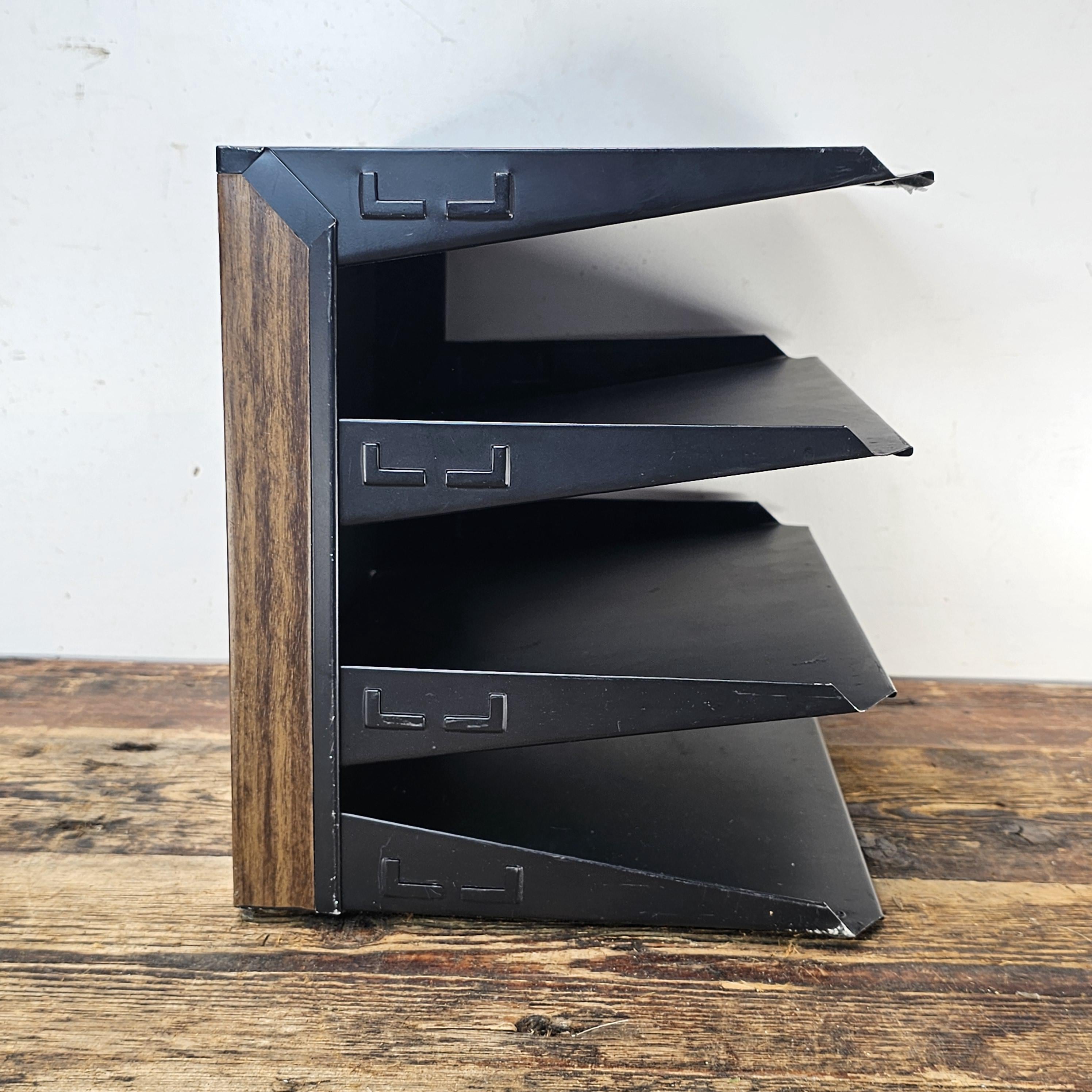 Vintage LIT-NING 4-Tier Desktop Steel File Organizer