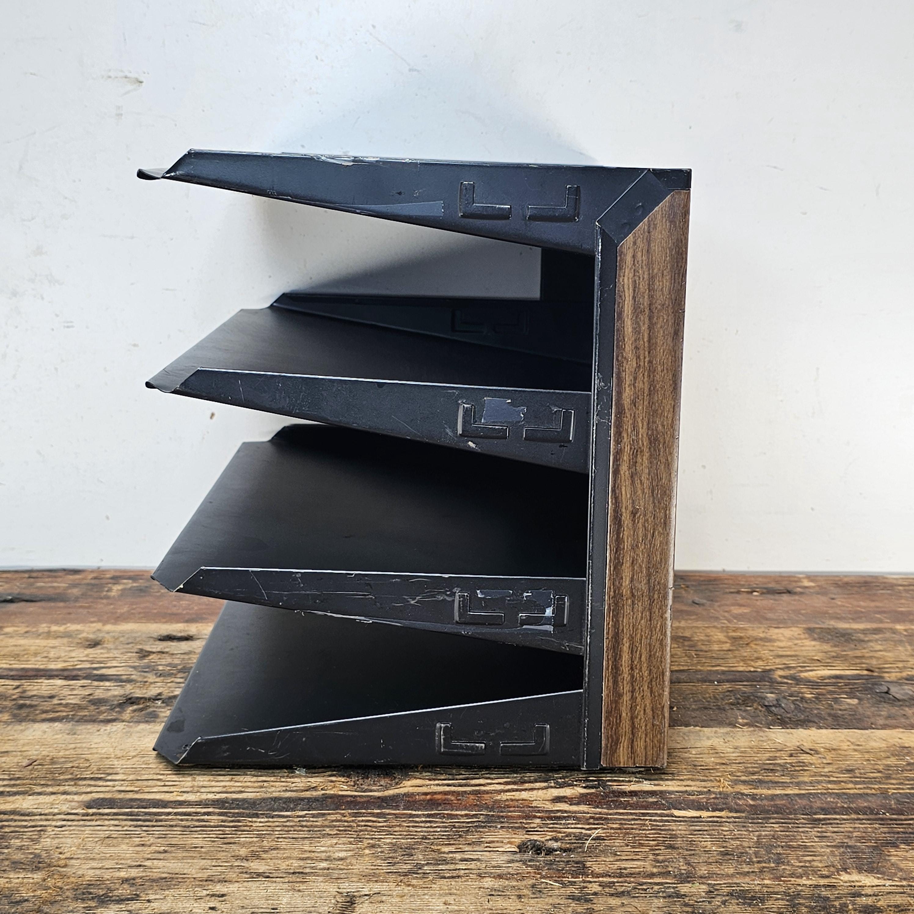 Vintage LIT-NING 4-Tier Desktop Steel File Organizer