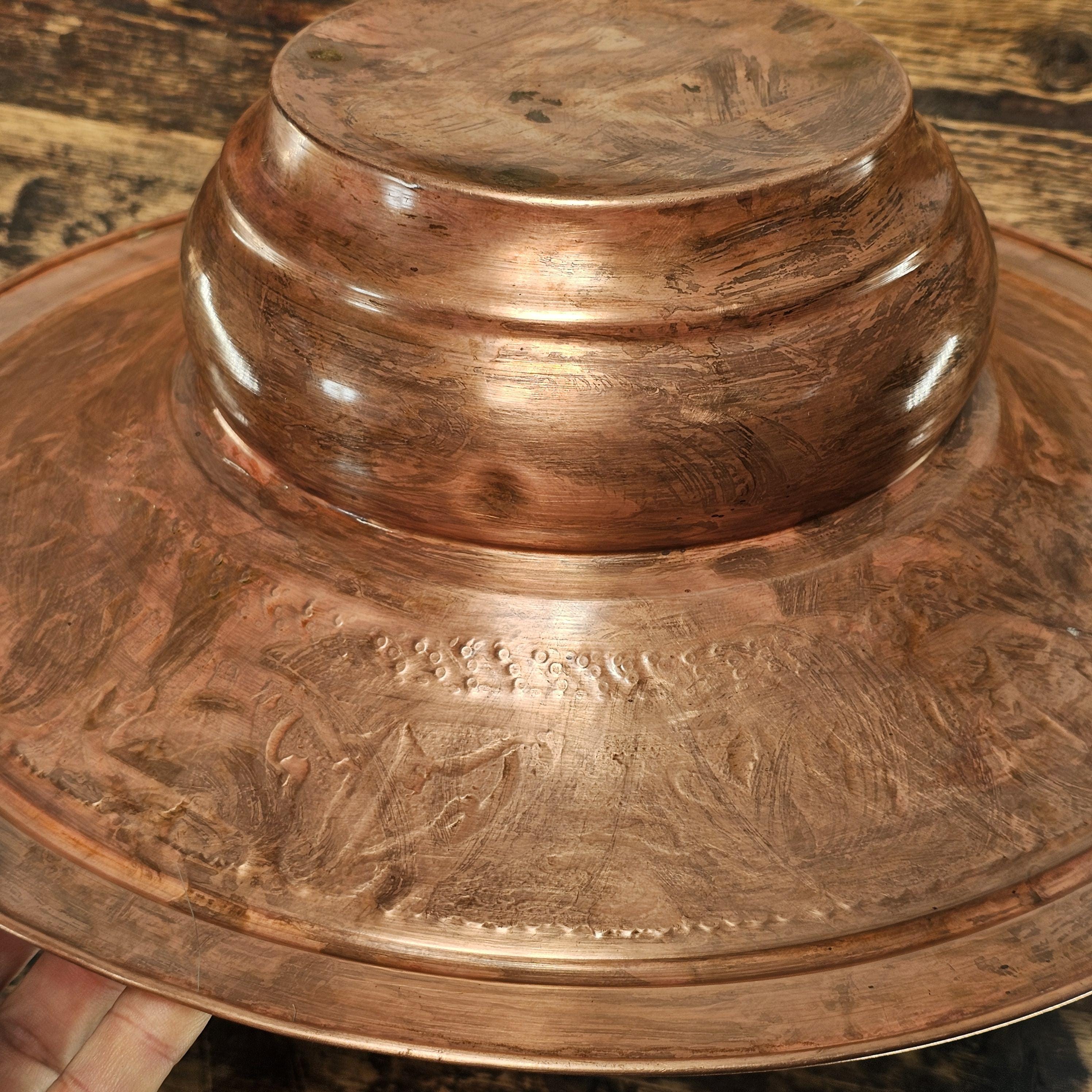 Antique Islamic Indo-Persian Copper Ablution Basin | Decorative Ritual Vessel
