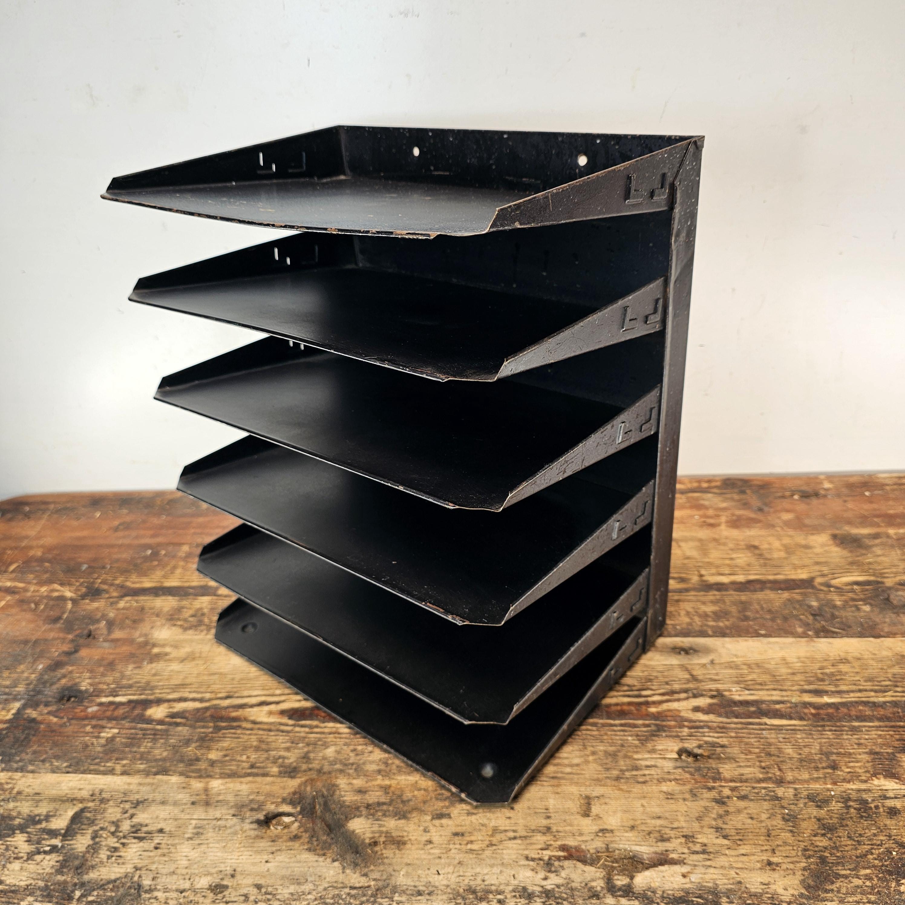 Vintage Hunt Lit-Ning 6-Tier Wall-Mounted / Desktop Steel File Organizer