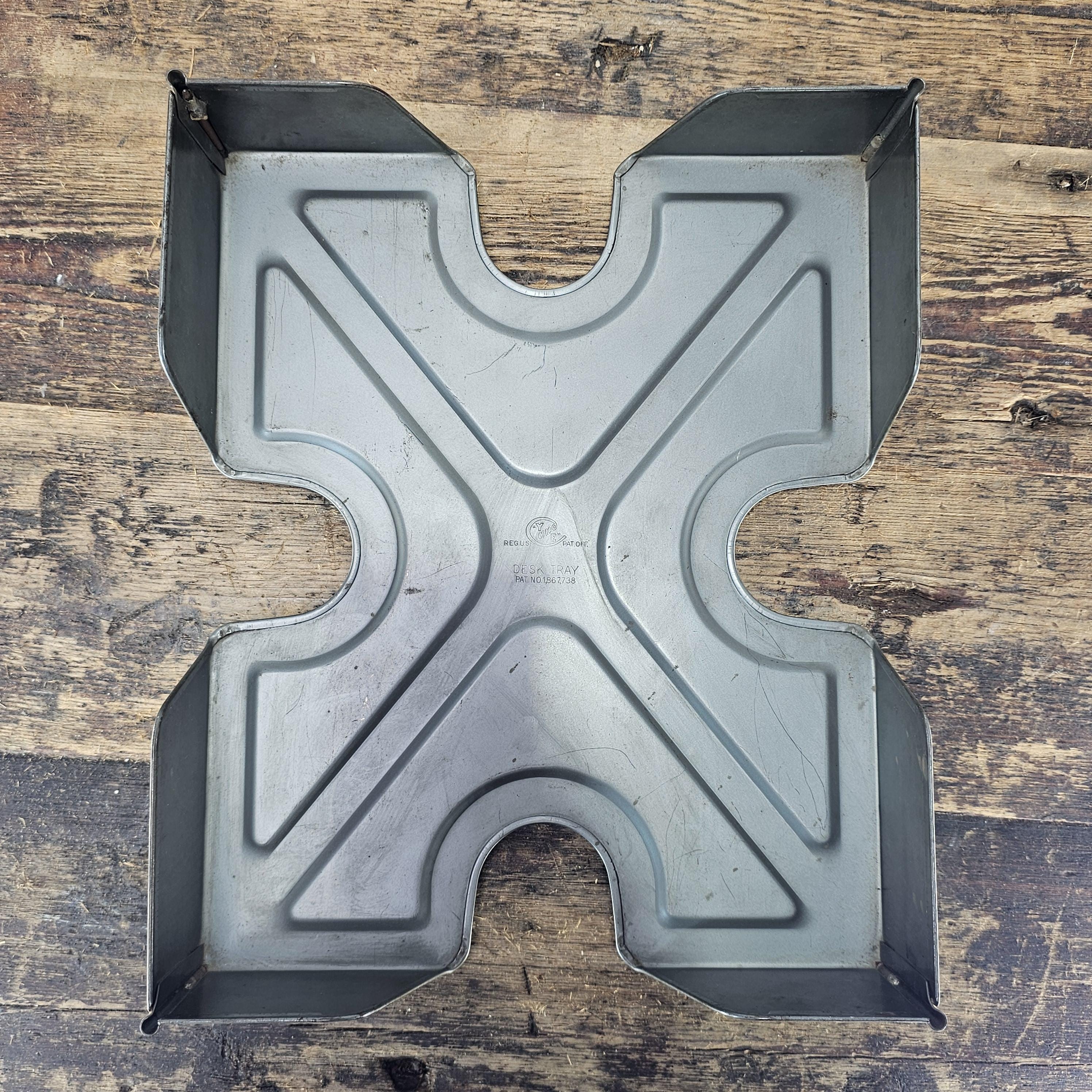 Vintage Y and E Metal Desk Tray Organizer