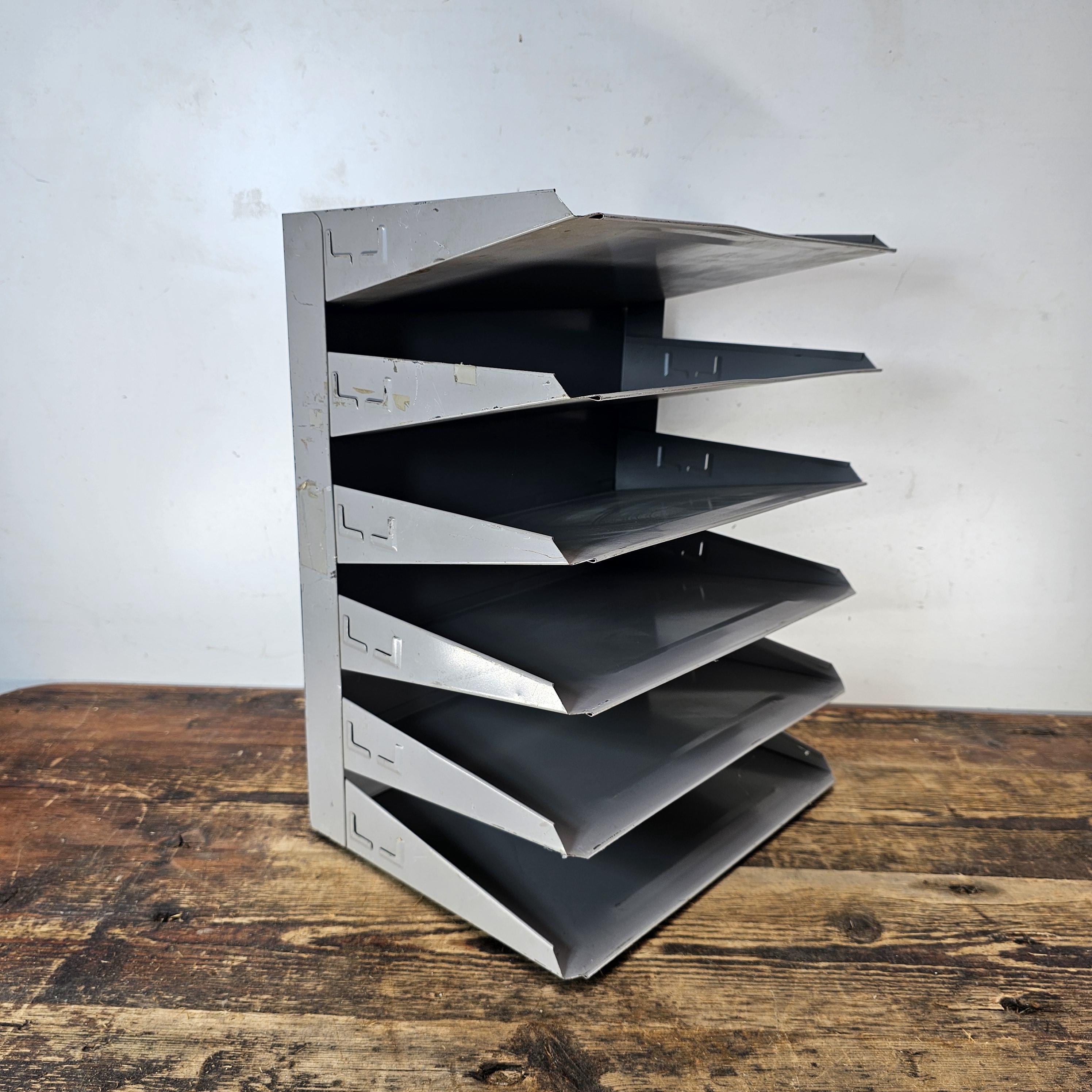 Vintage FLASH FILING 6-Tier Wall-Mounted / Desktop Steel File Organizer