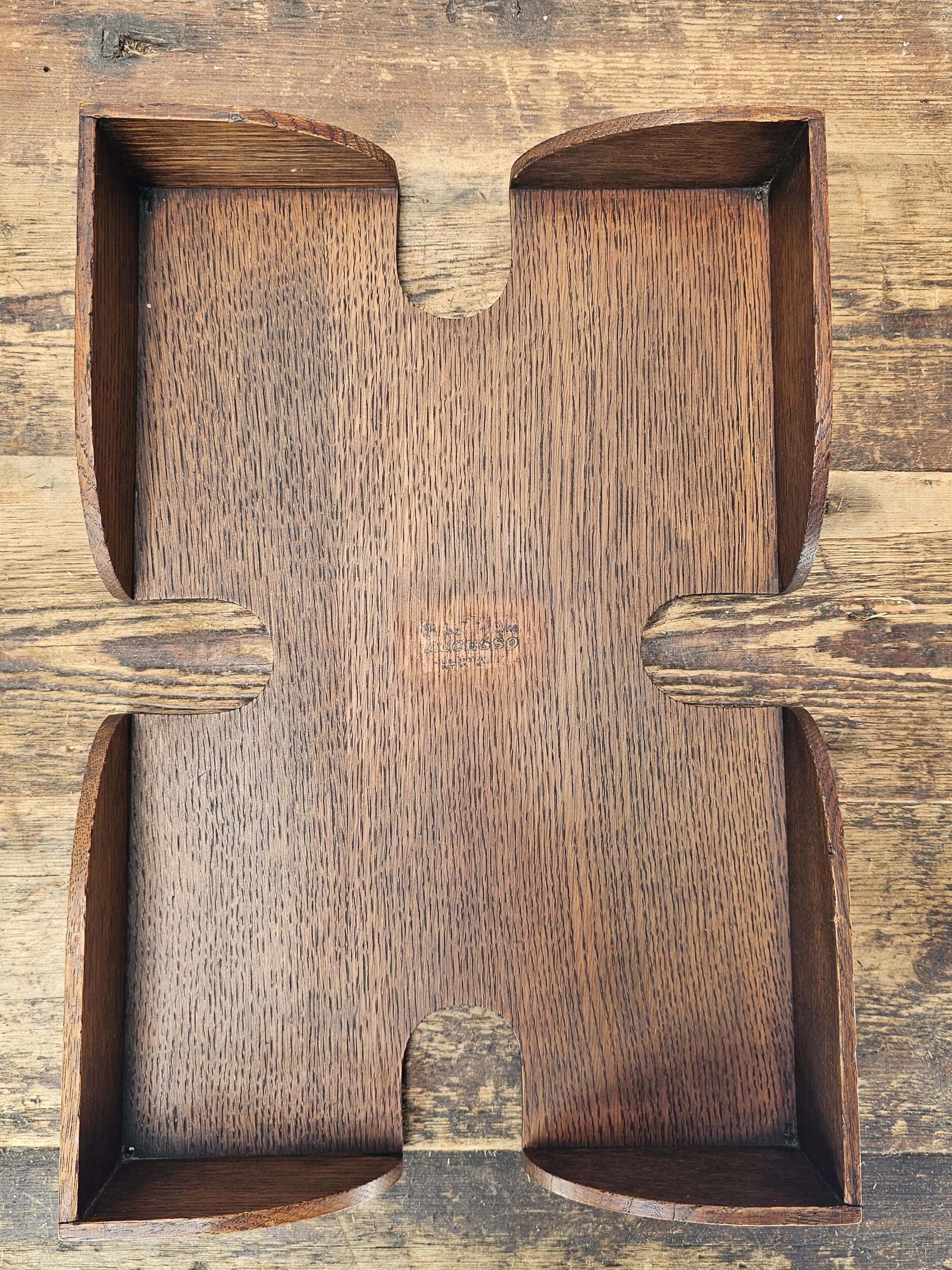 Rare 1920s Globe-Wernicke Wooden Desk Organizer / Letter Tray