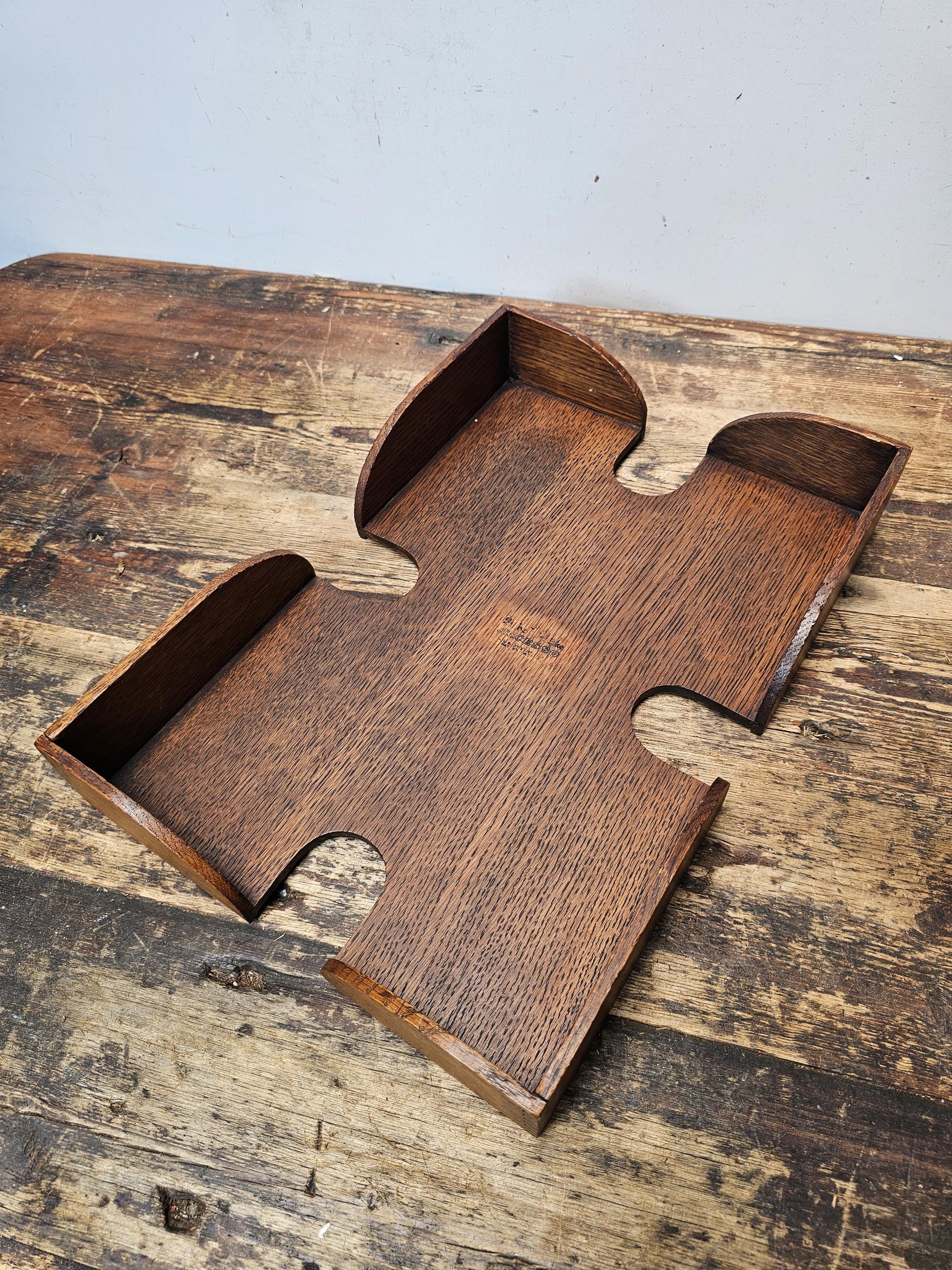 Rare 1920s Globe-Wernicke Wooden Desk Organizer / Letter Tray