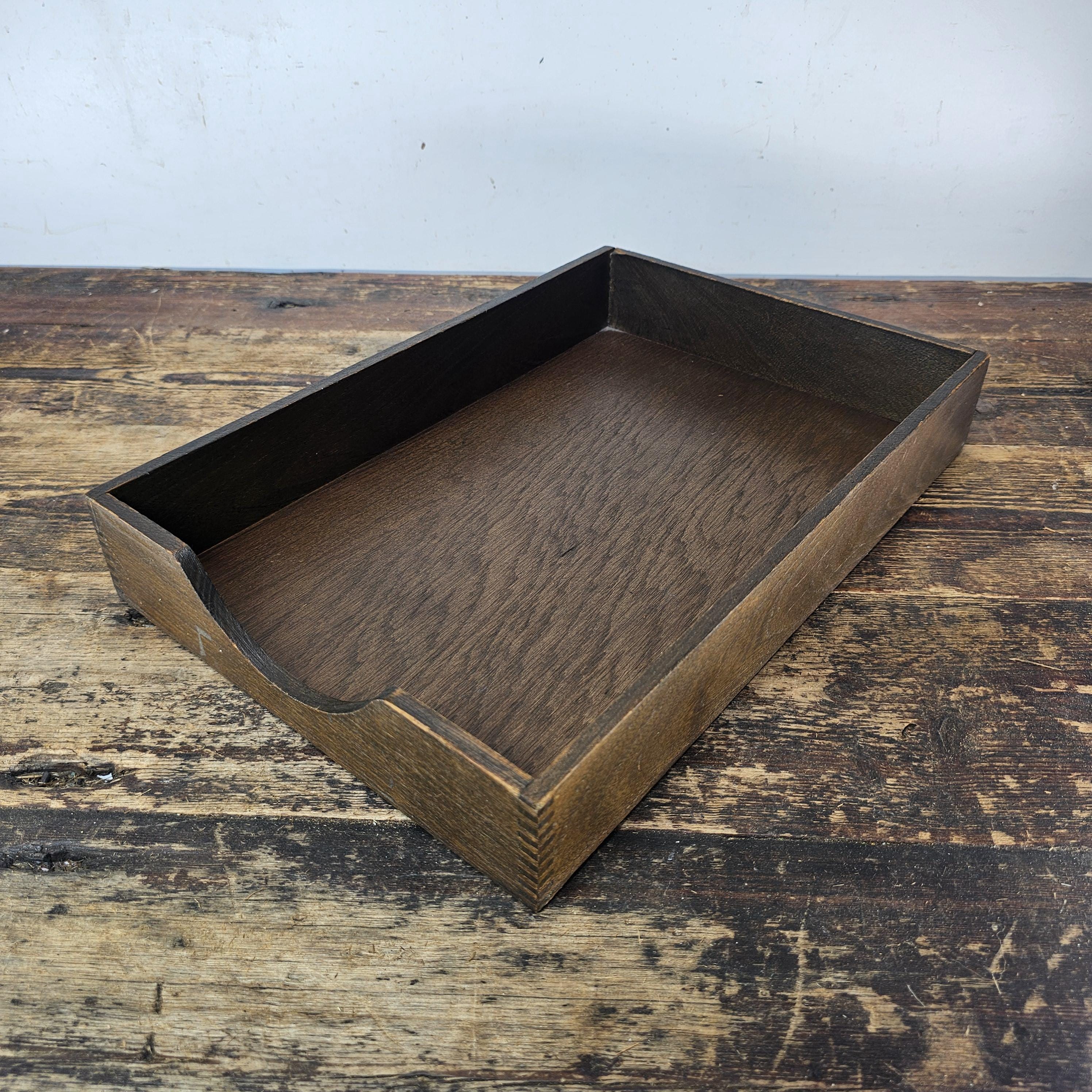 Vintage Hedges Files "The Line" No. 1722 Oak Wood Paper Tray
