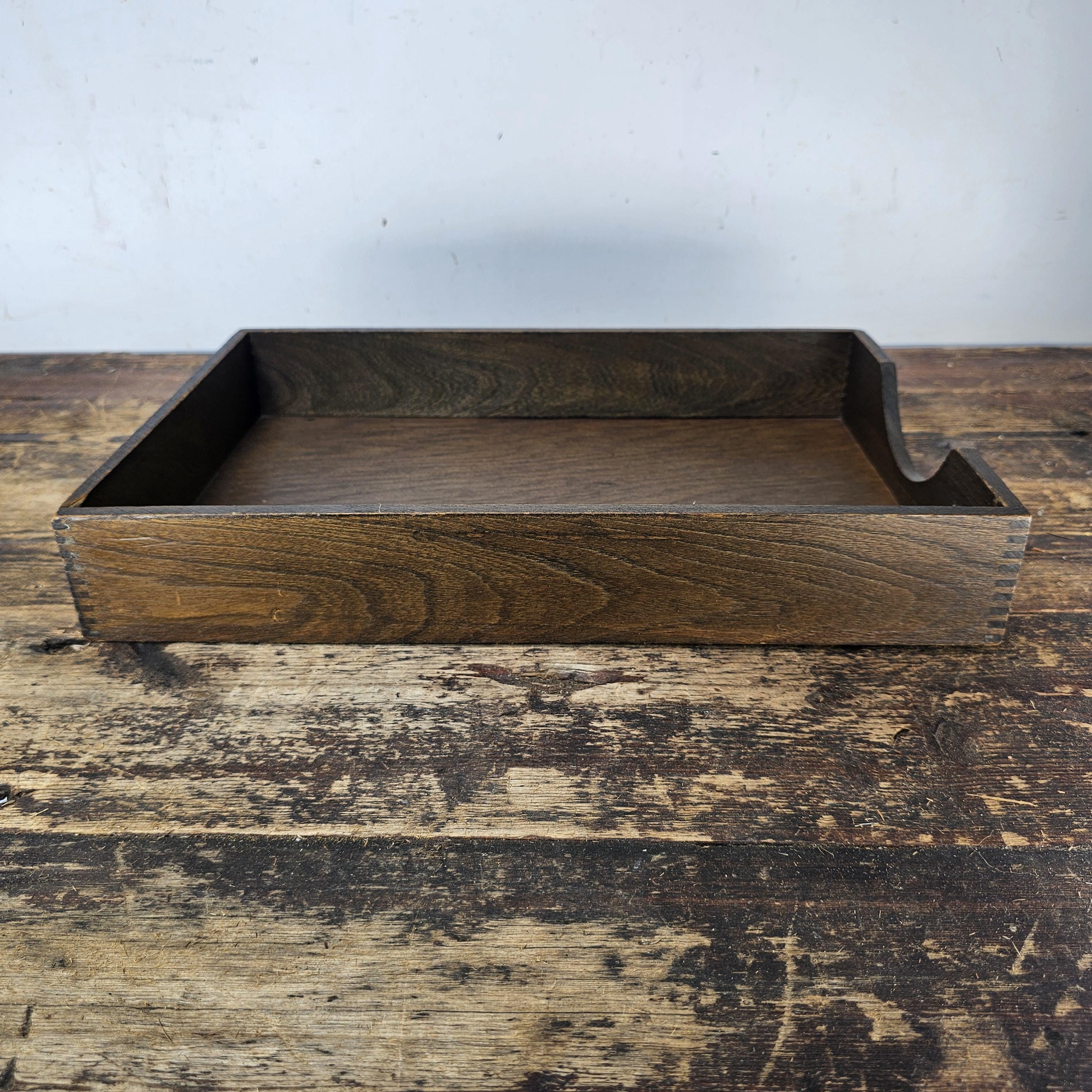 Vintage Hedges Files "The Line" No. 1722 Oak Wood Paper Tray