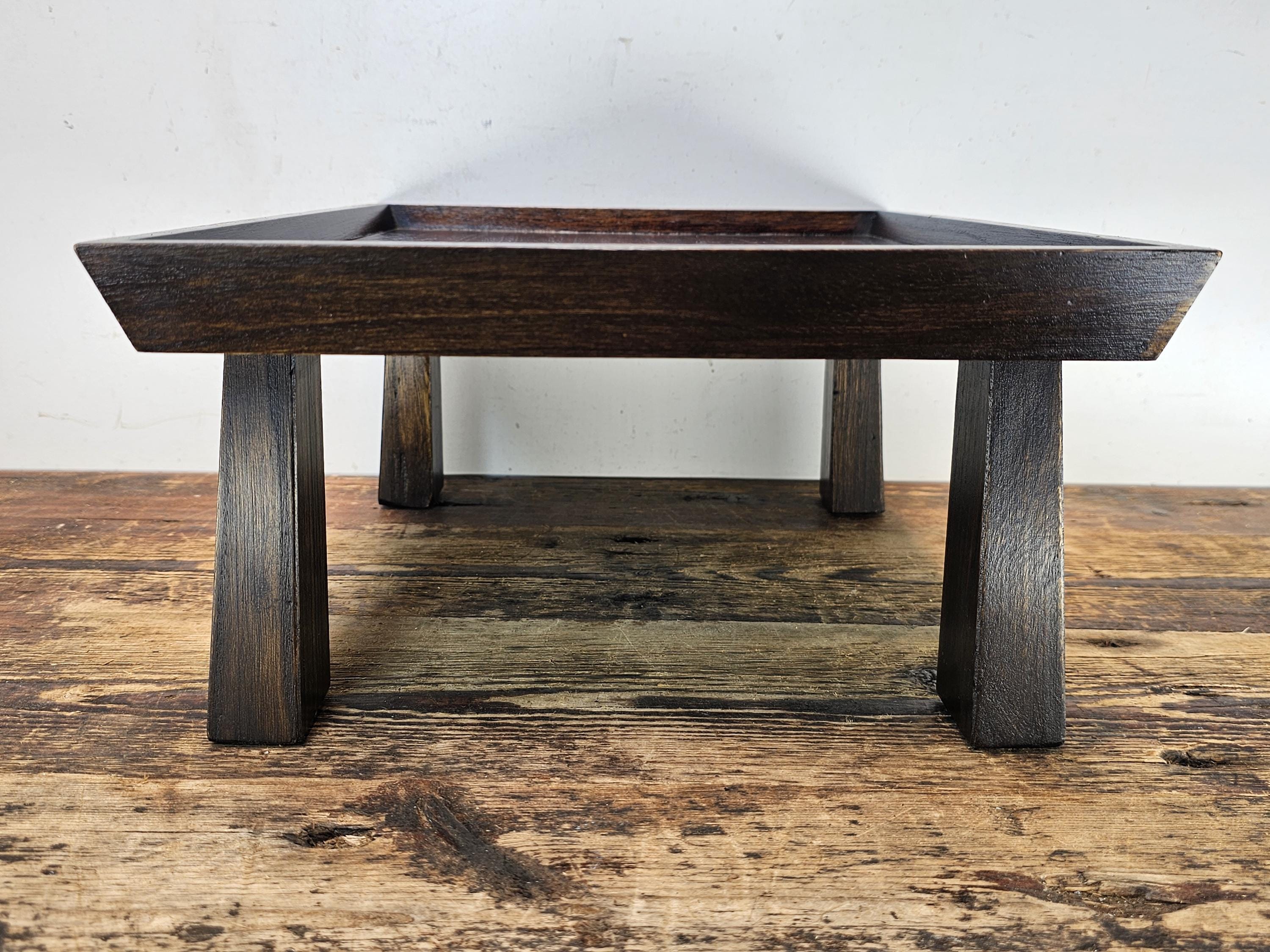 Vintage Japanese Hinoki Wooden Zen Table 13"W × 11.75"D × 4.25"H (3.9 lbs)