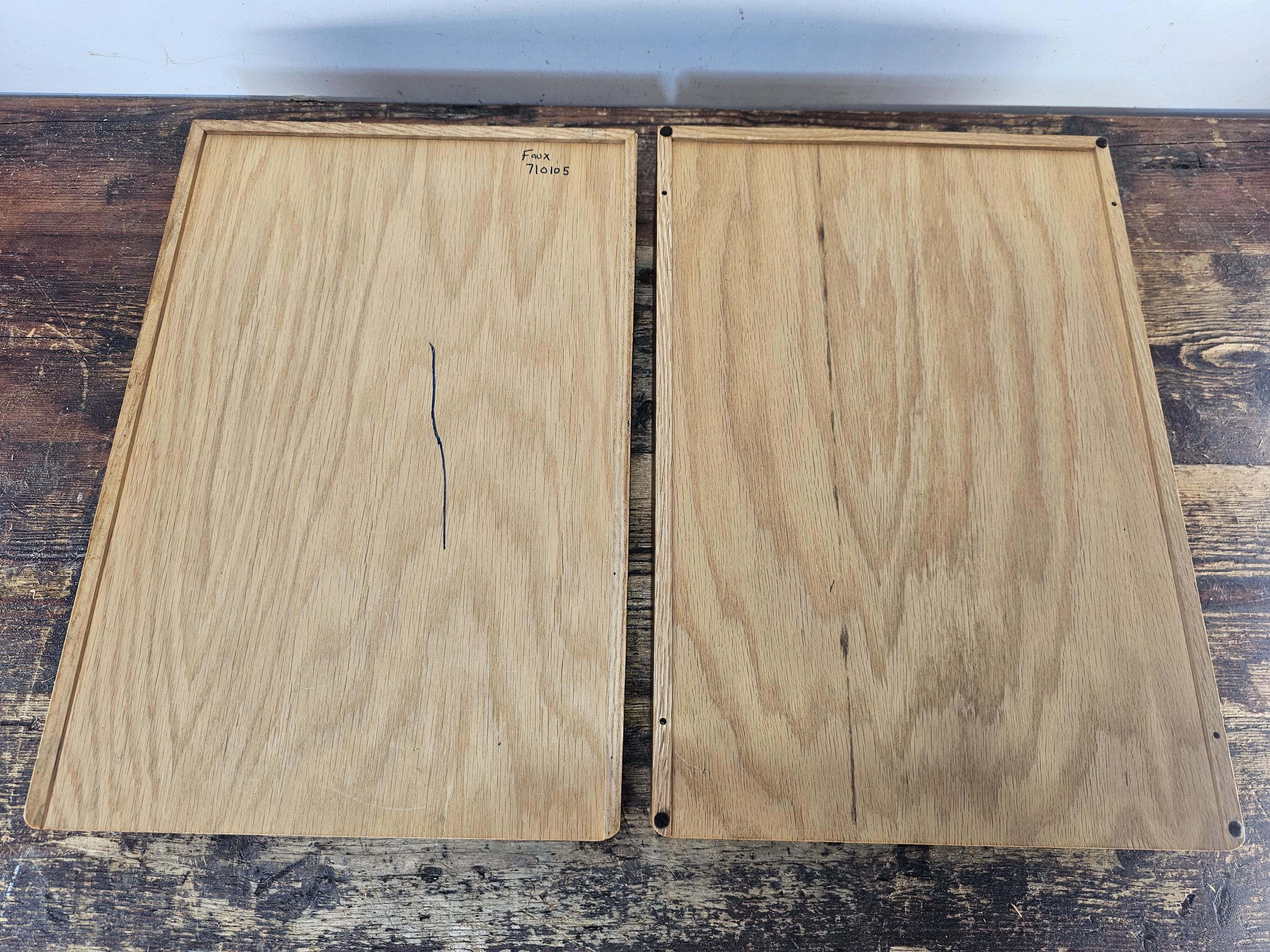 Carver Wood Products Solid Oak 2-Tier Desk Tray Set Mid-Century Modern