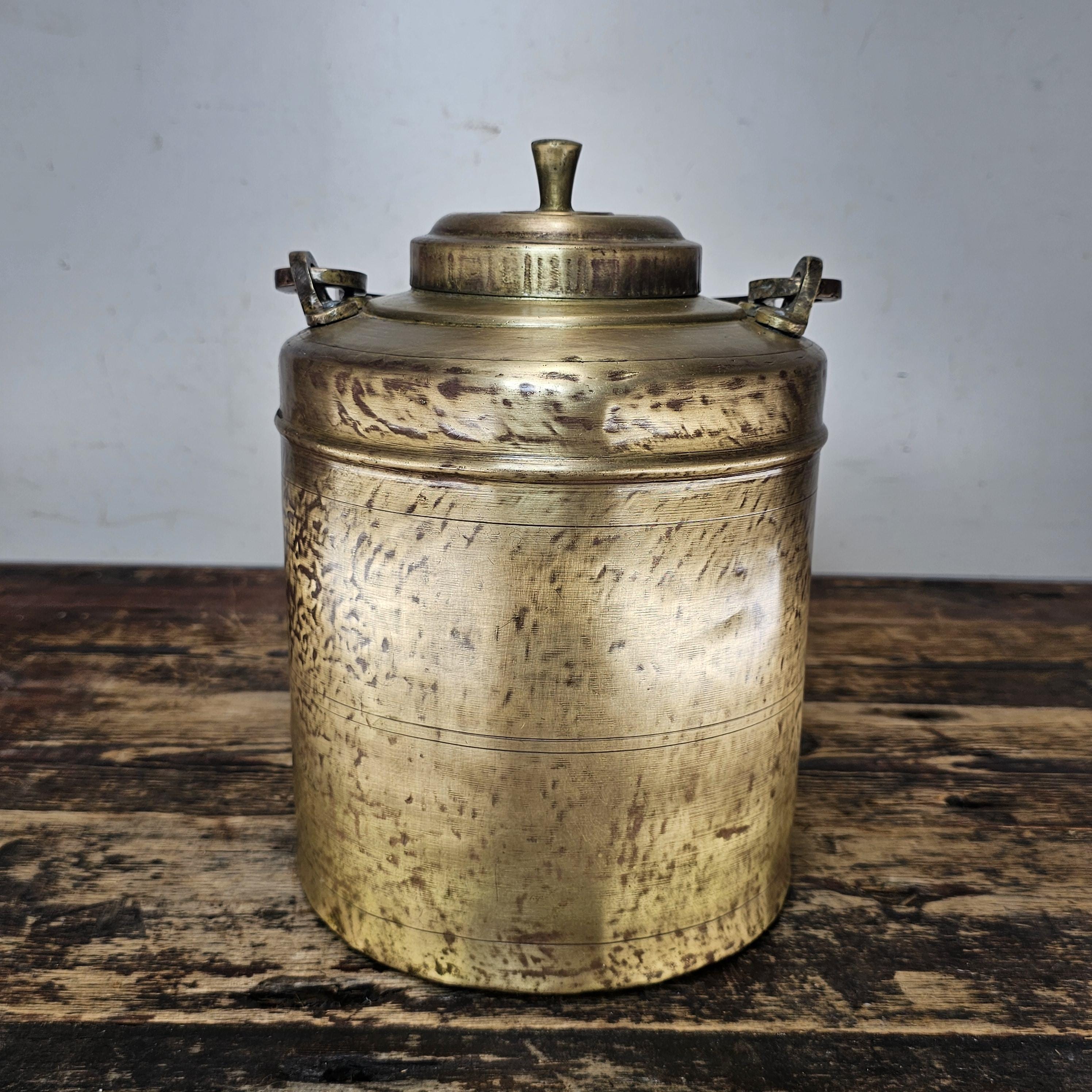 Vintage Traditional Indian Brass Milk Oil Pot 1.3 Gal