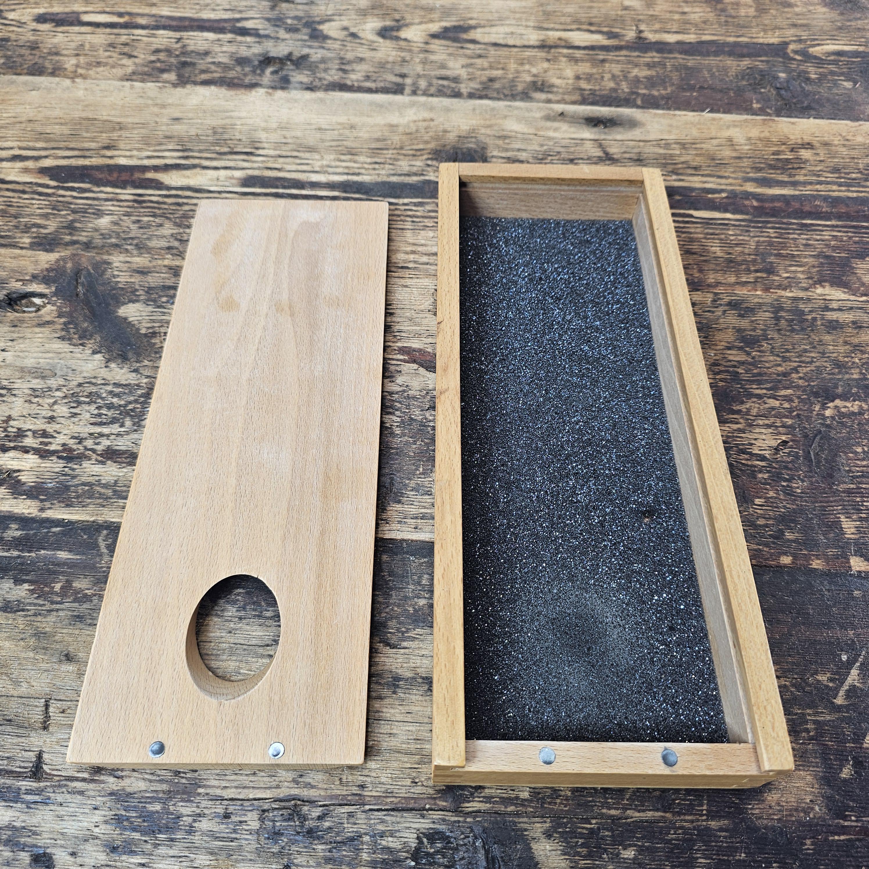 Vintage Wooden Sliding Box / Pencil Case with Magnetic Closure