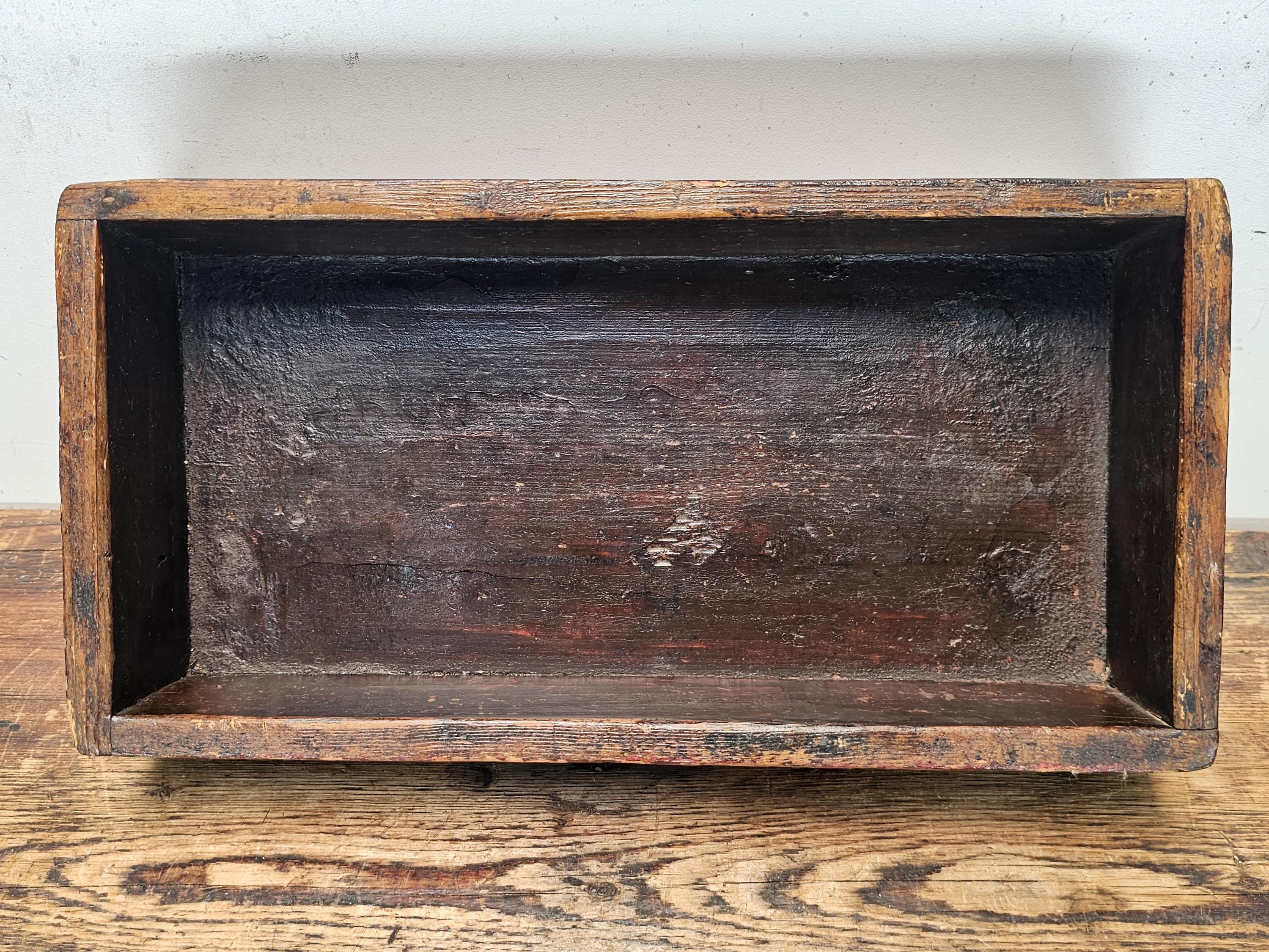 Antique Primitive Wooden Apothecary Box with 8 Wells & Lid