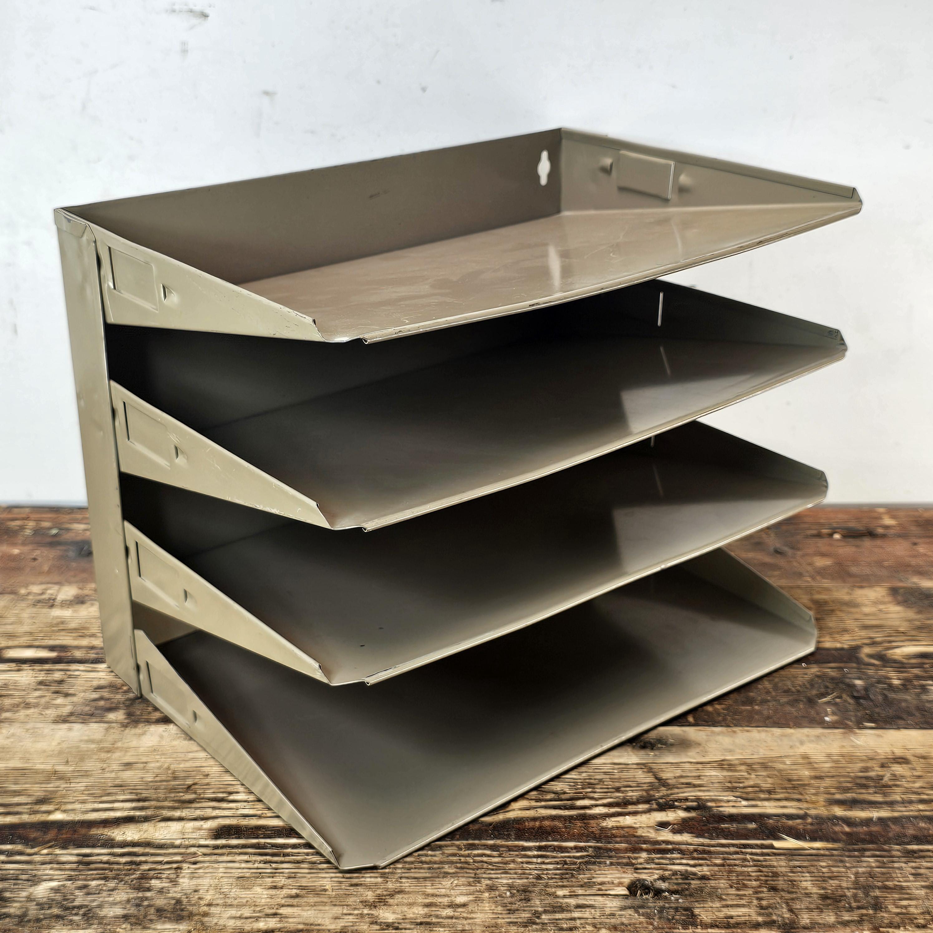 Vintage 3-Tier Wall-Mounted / Desktop Steel File Organizer