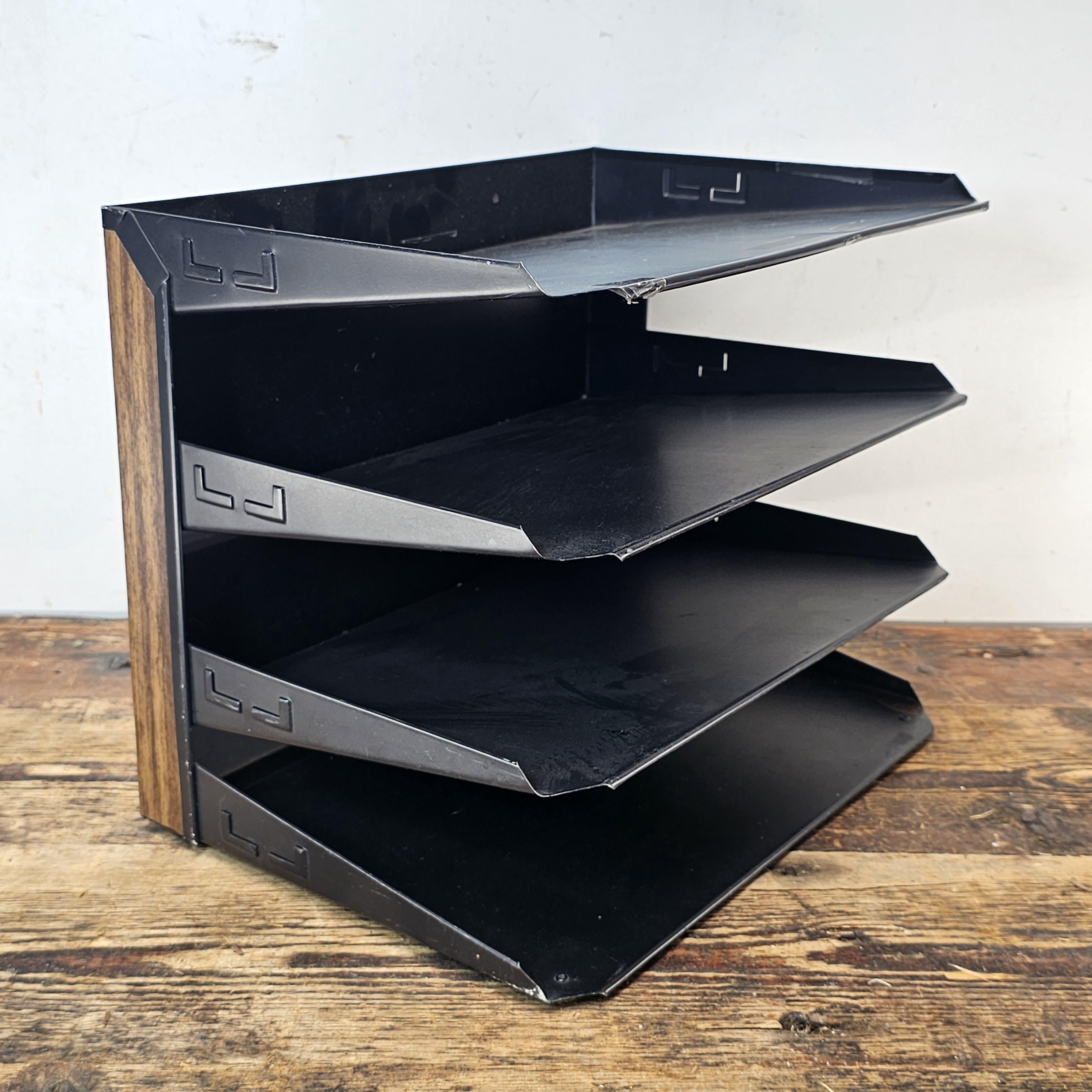 Vintage LIT-NING 4-Tier Desktop Steel File Organizer