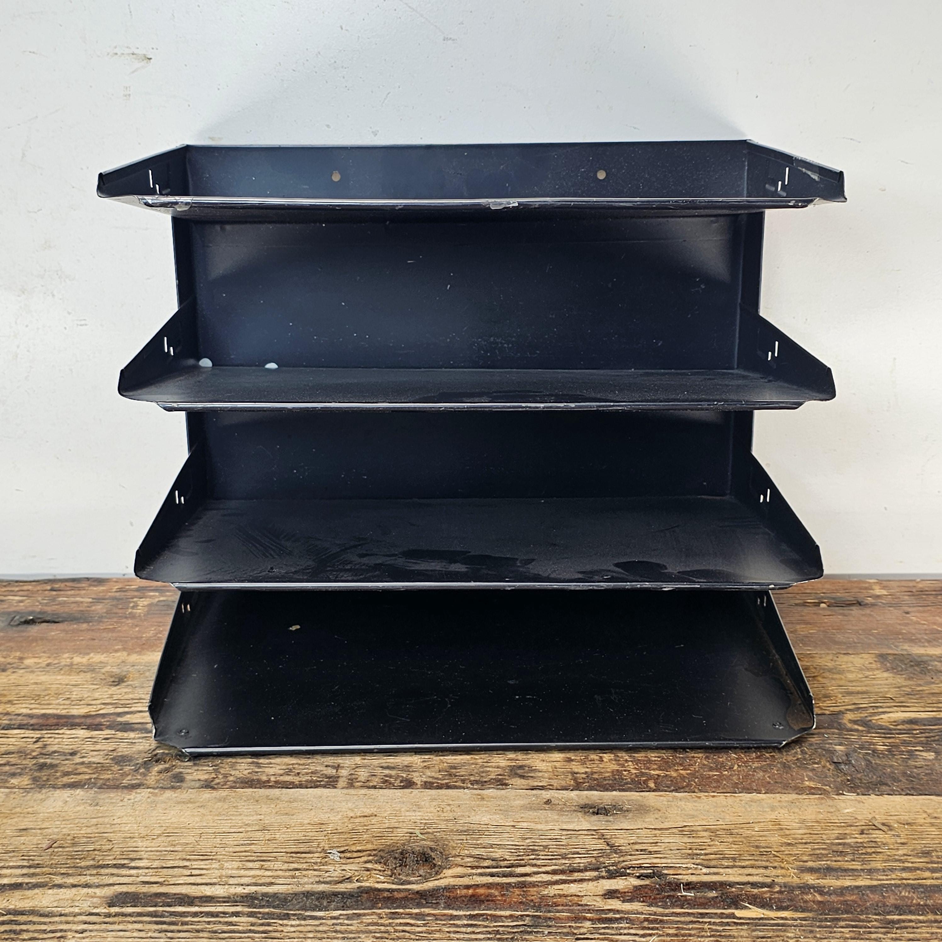 Vintage LIT-NING 4-Tier Desktop Steel File Organizer