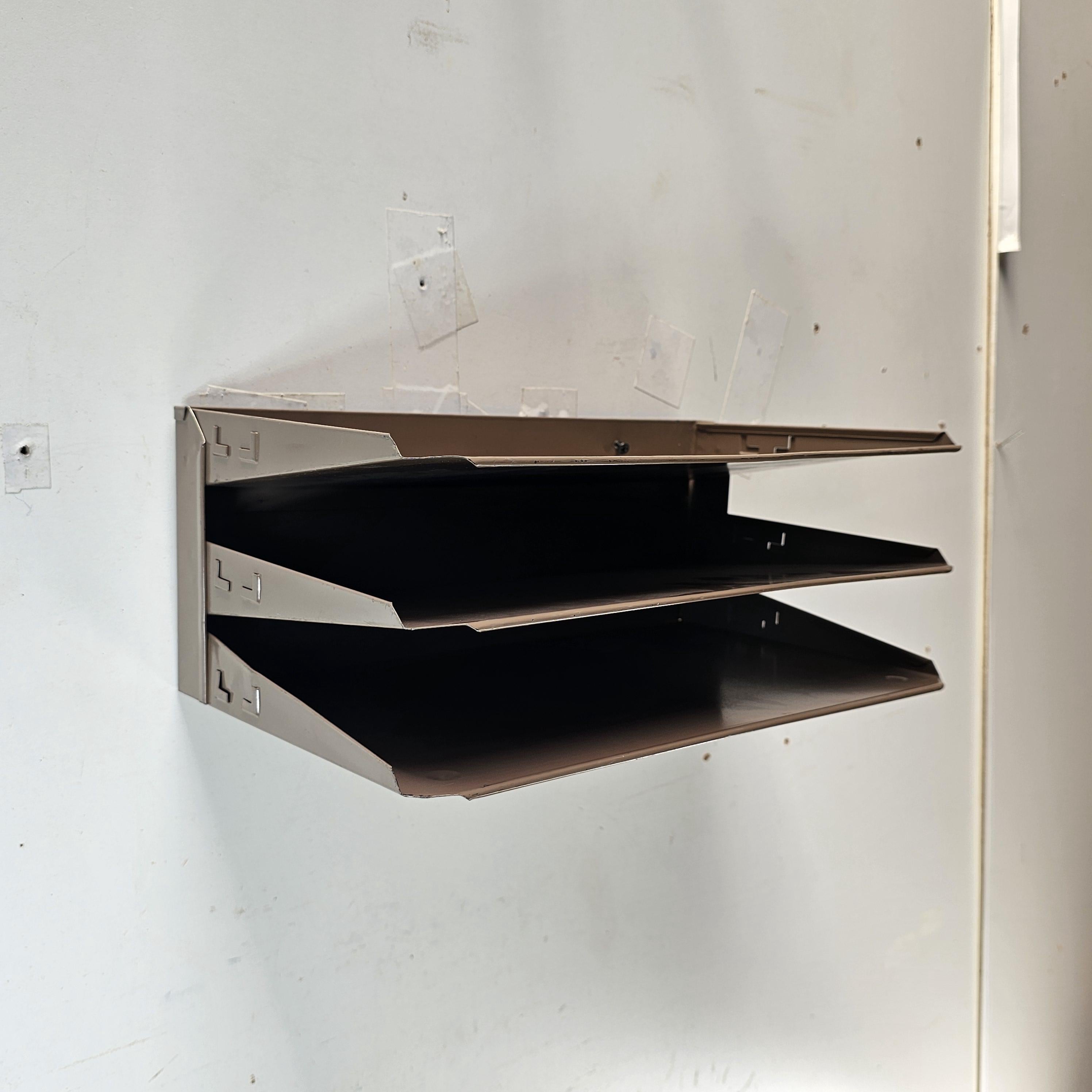Vintage LIT-NING 3-Tier Wall-Mounted / Desktop Steel File Organizer