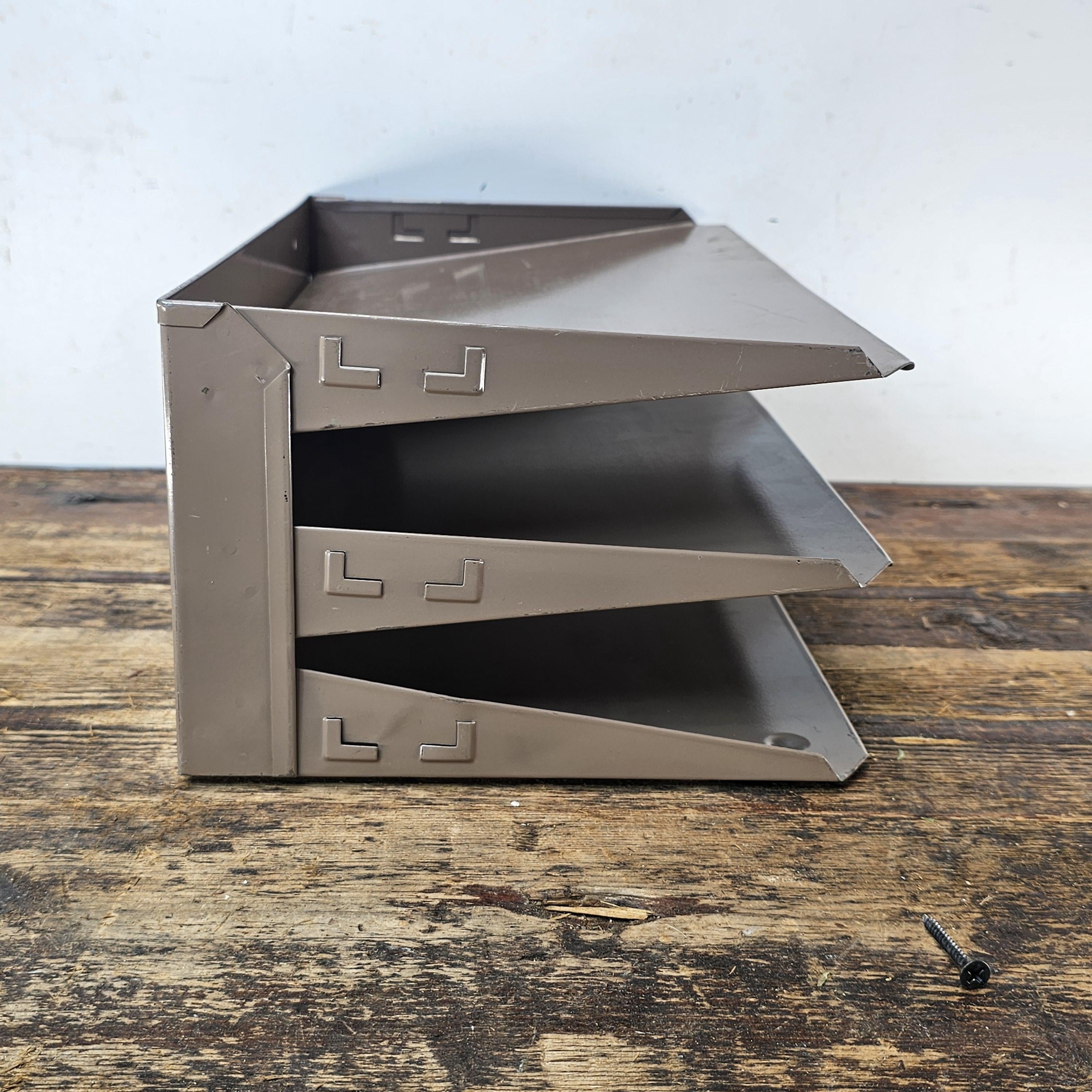 Vintage LIT-NING 3-Tier Wall-Mounted / Desktop Steel File Organizer