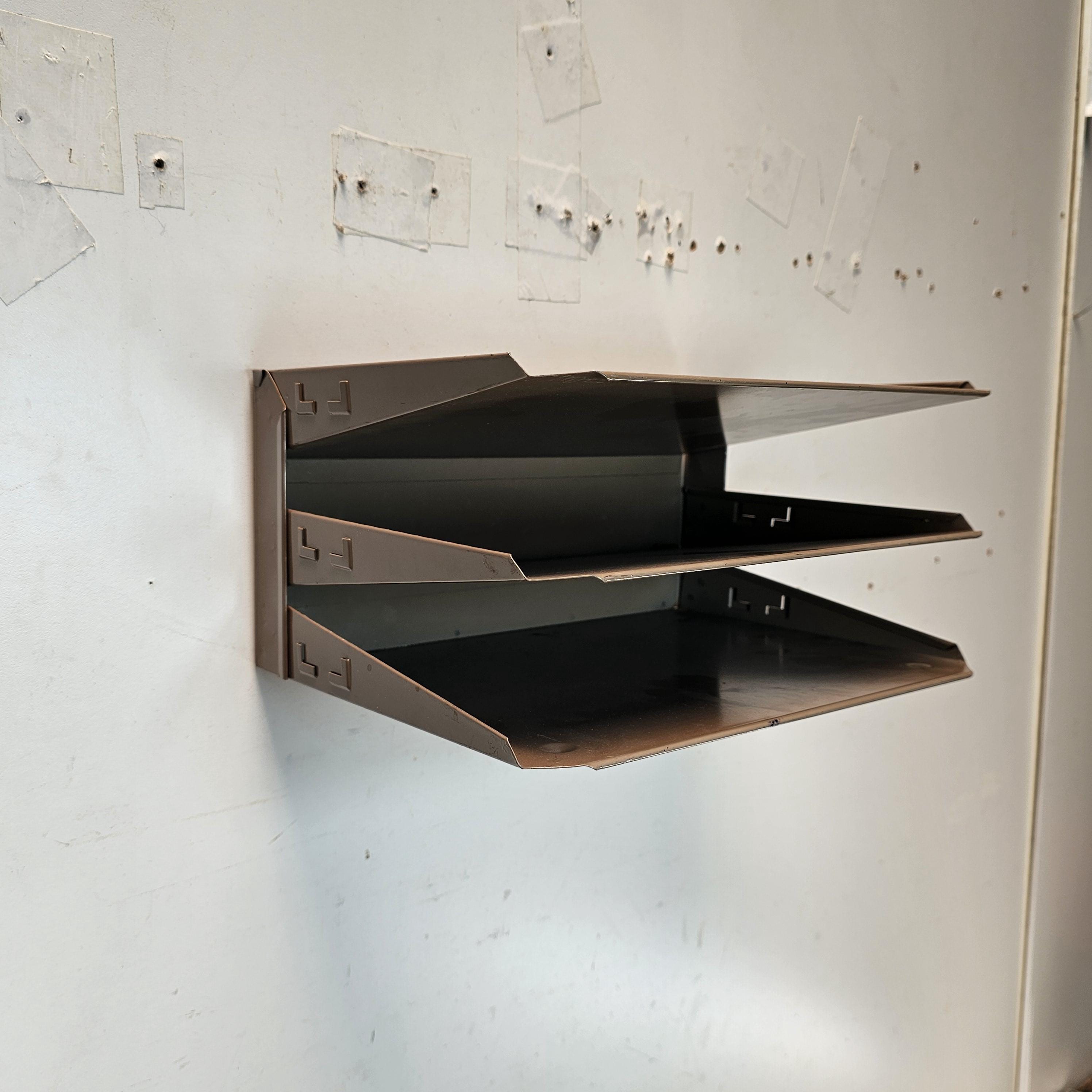 Vintage 3-Tier Wall-Mounted / Desktop Steel File Organizer