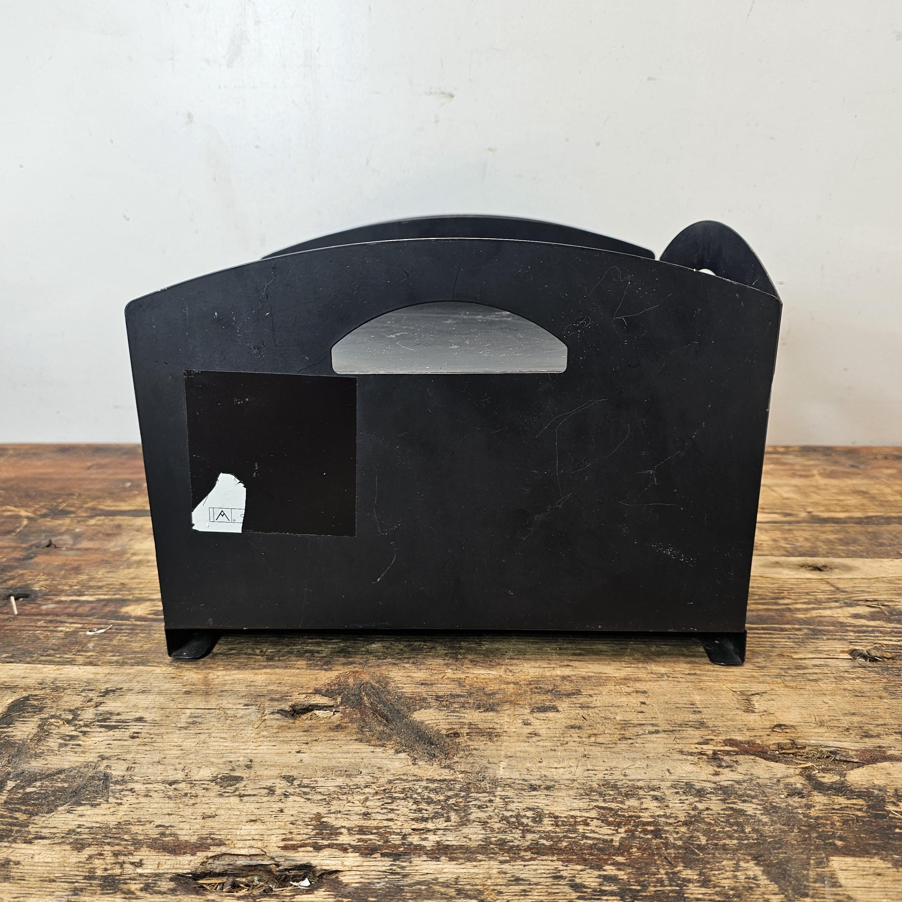 Vintage Black Metal Desk Organizer With Handles