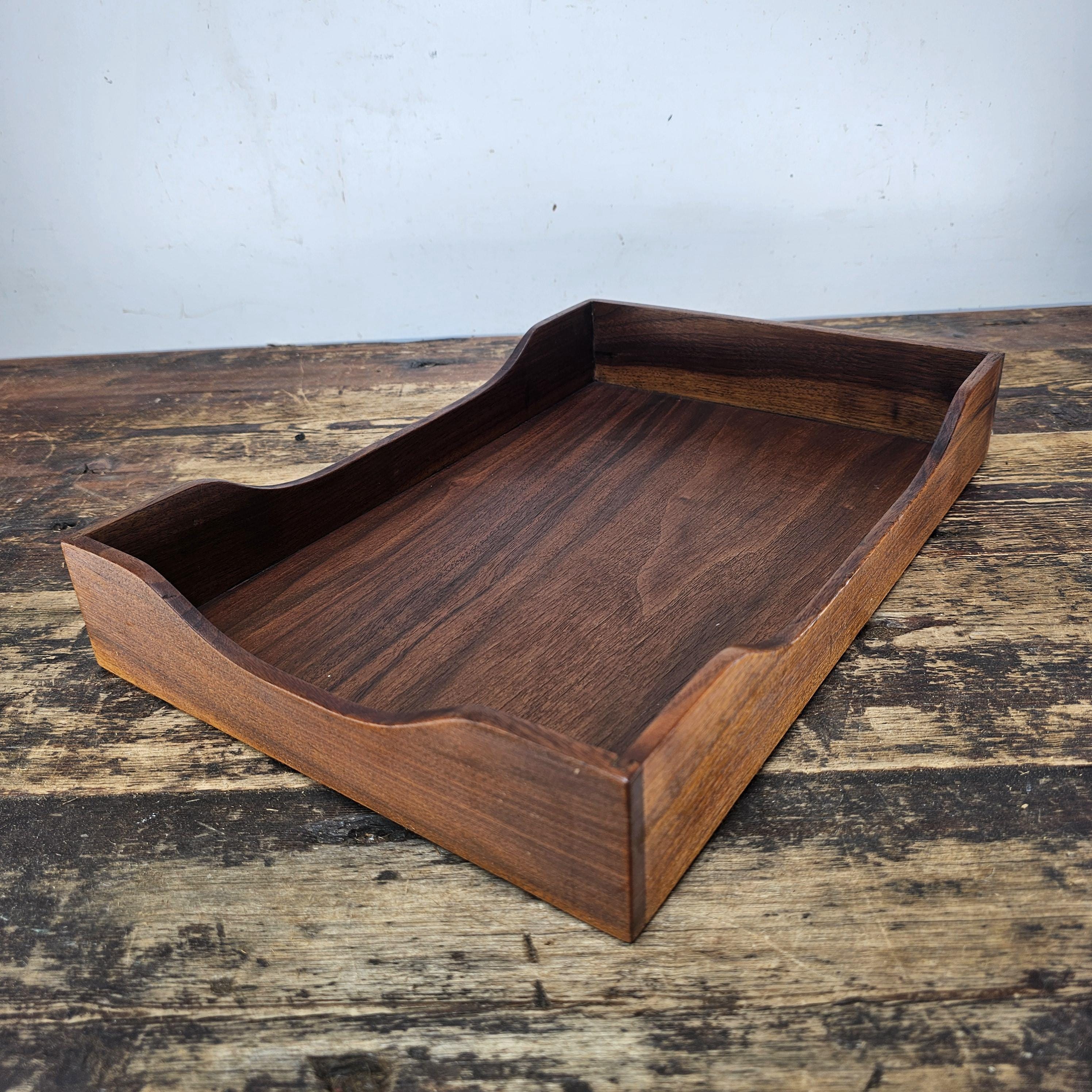 Vintage Stempco Walnut Triple Cutout Desk Tray (1950s-1960s)