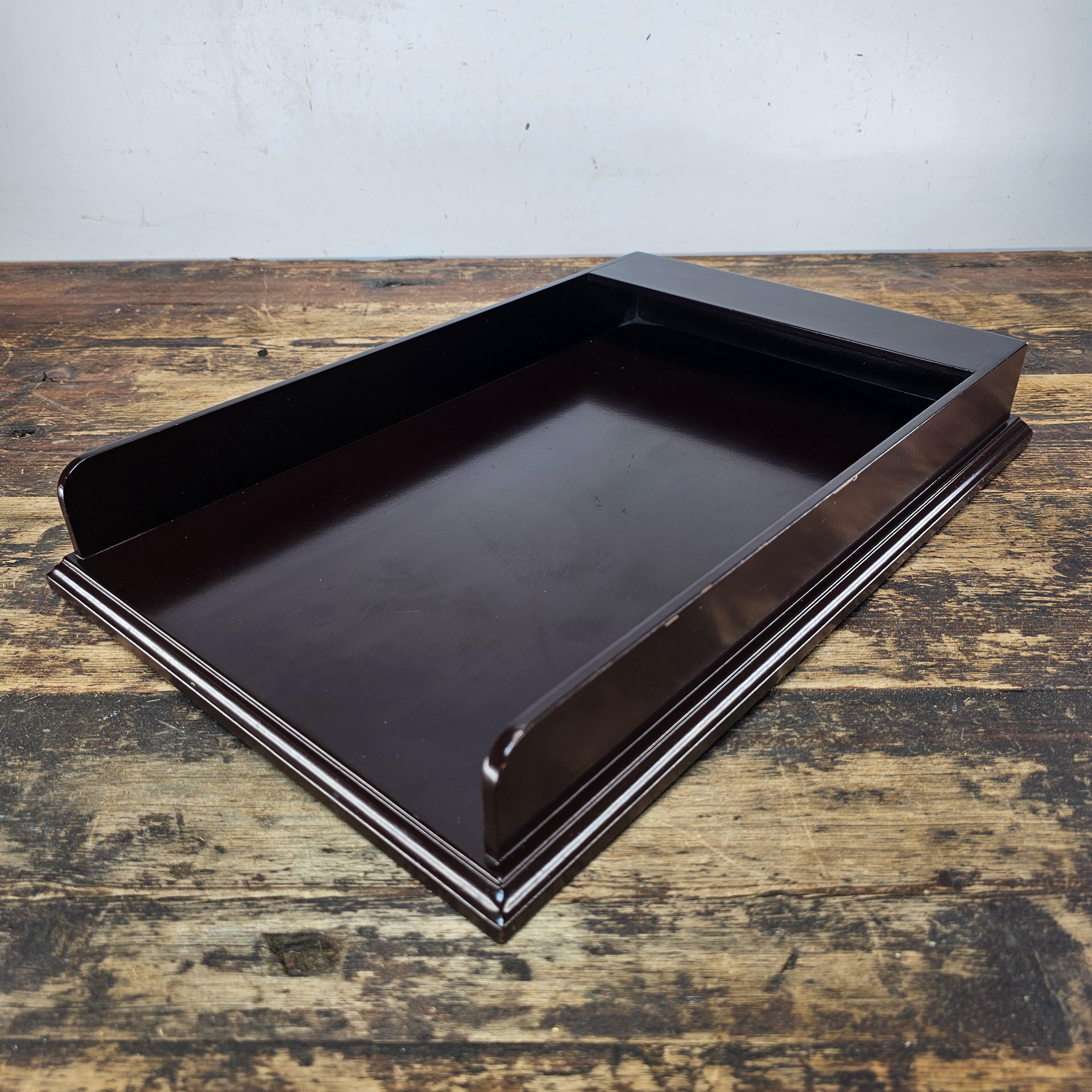 Premium Wooden Display Tray - Dark Mahogany Finish 15.75"L × 10.25"W × 2.25"H