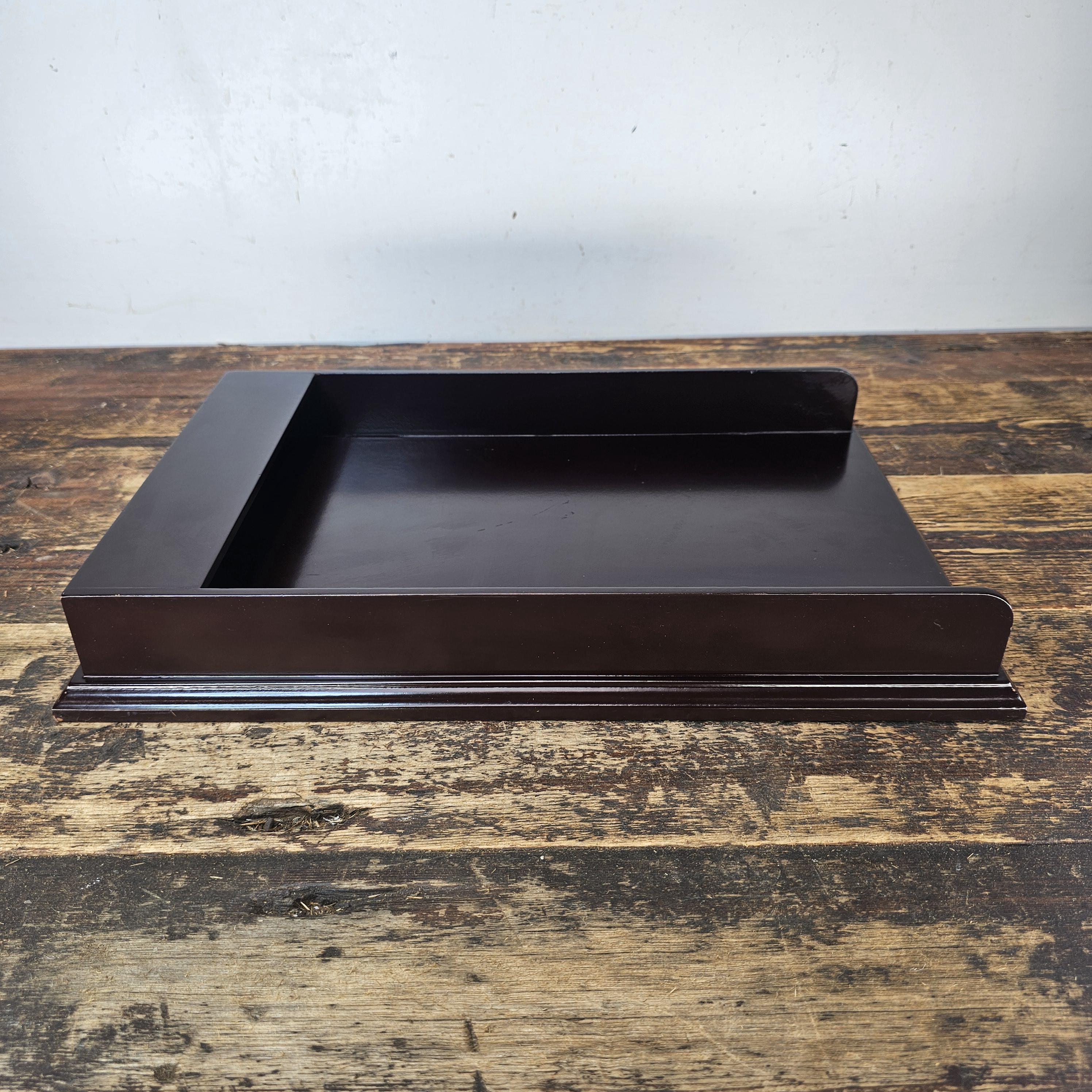 Premium Wooden Display Tray - Dark Mahogany Finish 15.75"L × 10.25"W × 2.25"H