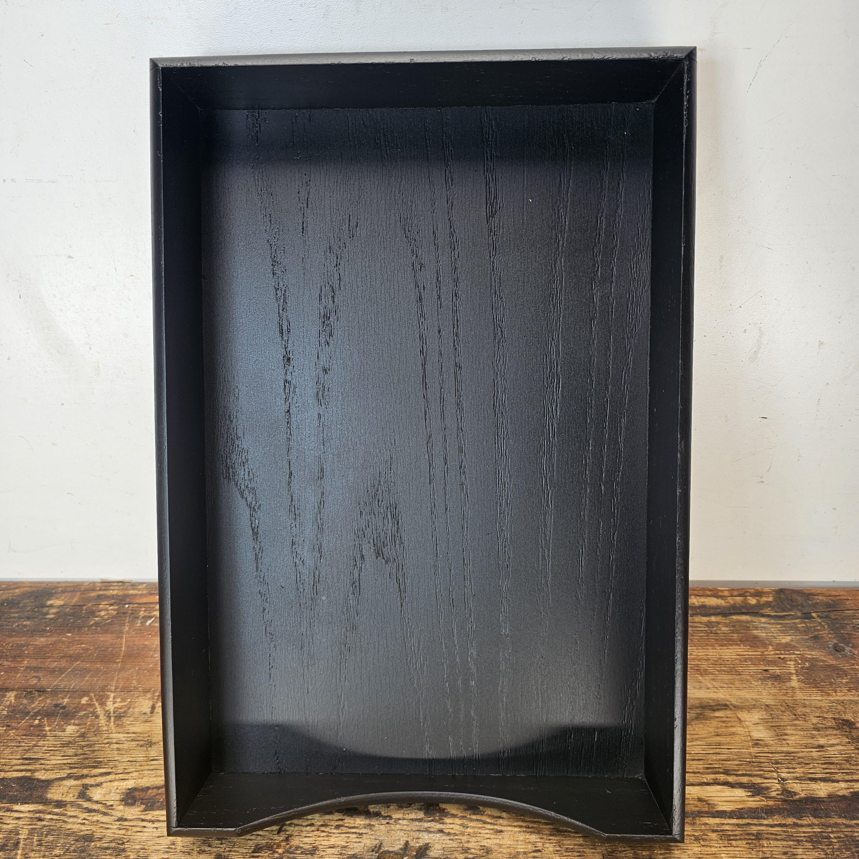Vintage Carver Wood Products Walnut Paper Tray - Refinished in Flat Black