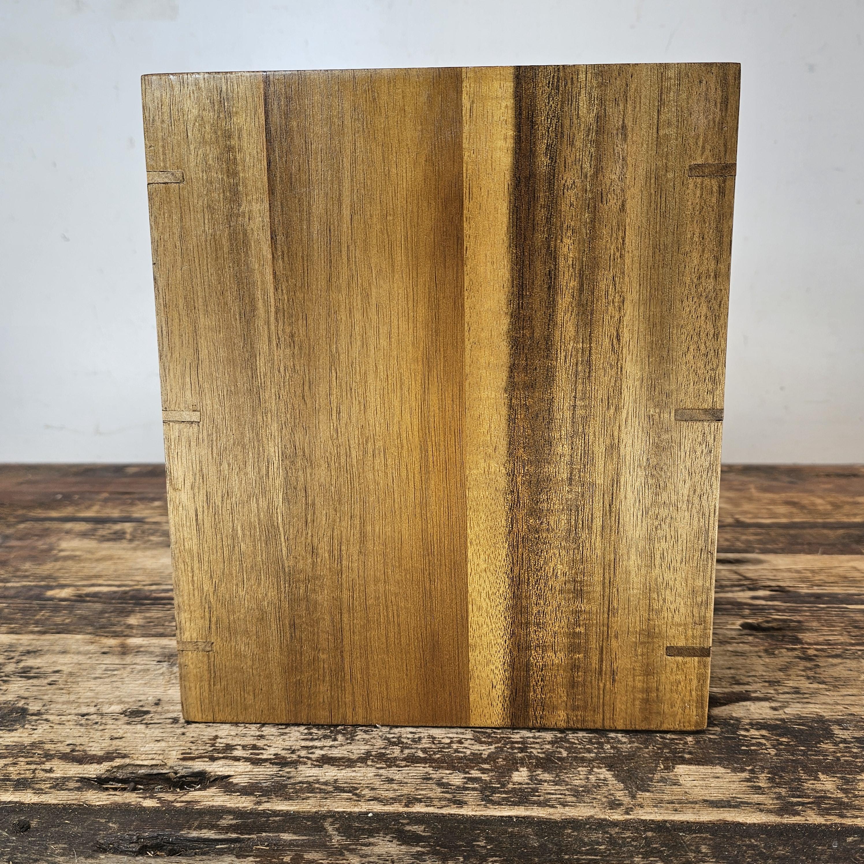 Medium Acacia Wood Wastebasket - Storage Container 8.5"L × 7.25"W × 10"H