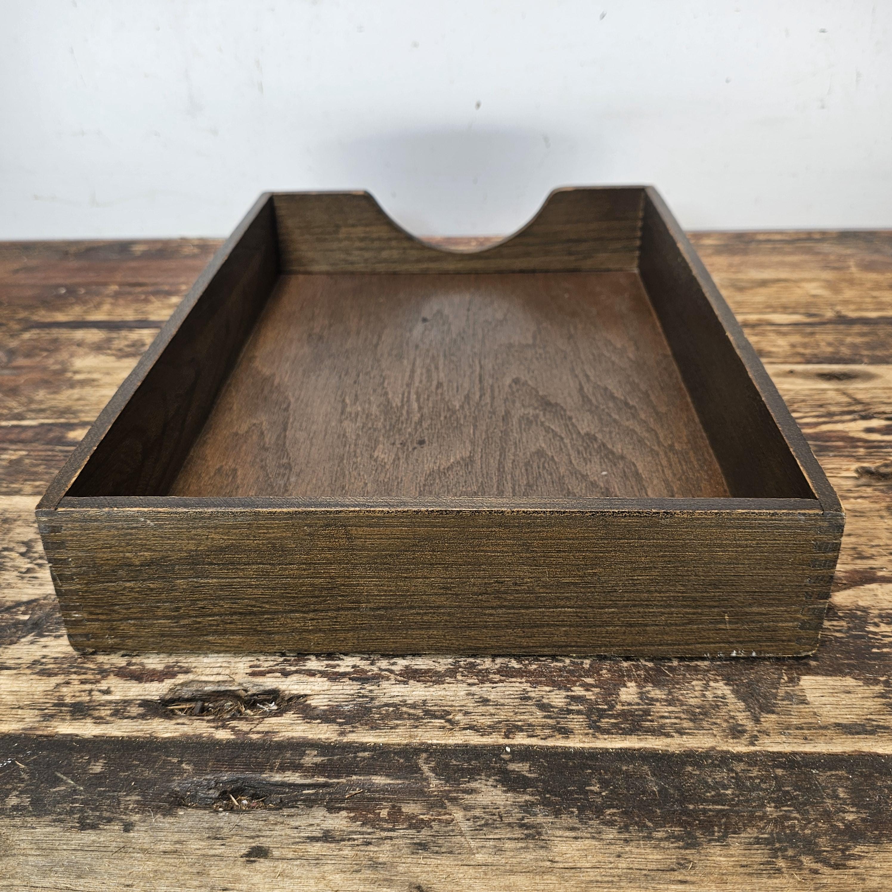 Vintage Hedges Files "The Line" No. 1722 Oak Wood Paper Tray