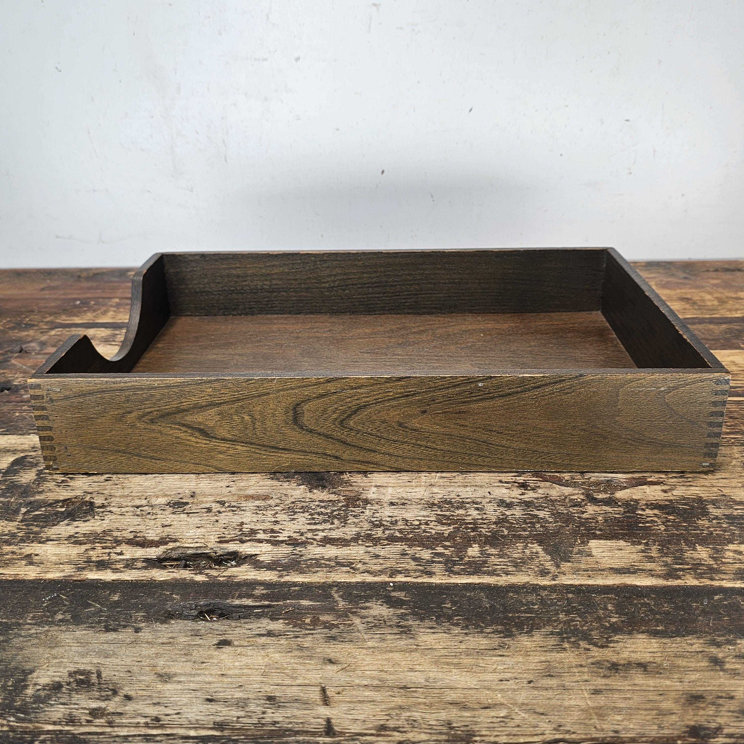 Vintage Hedges Files "The Line" No. 1722 Oak Wood Paper Tray