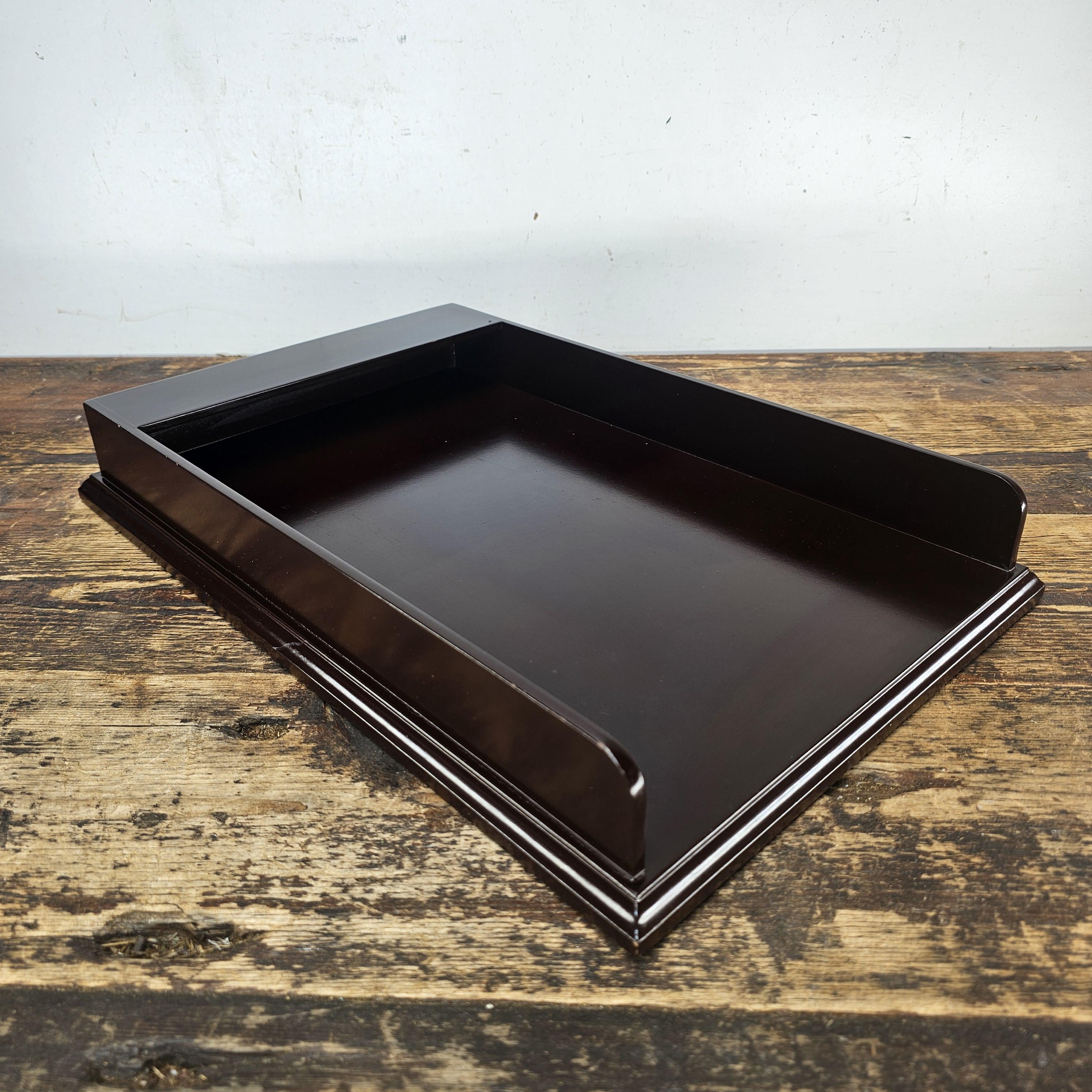Premium Wooden Display Tray - Dark Mahogany Finish 15.75"L × 10.25"W × 2.25"H