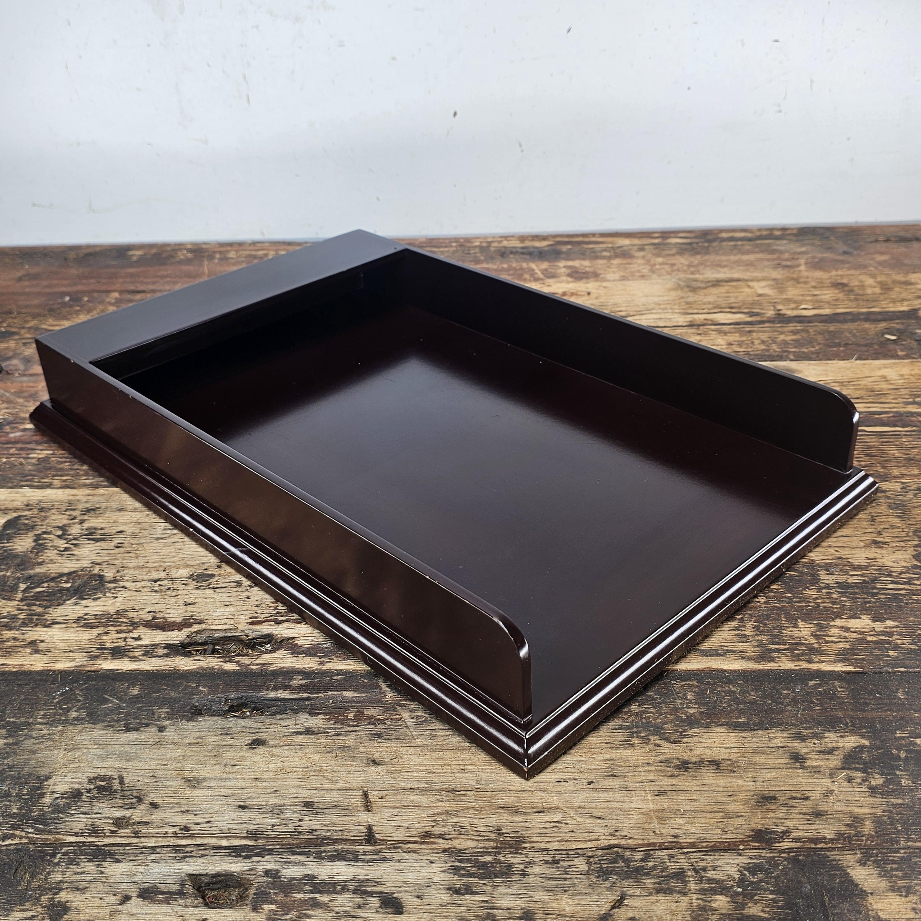 Premium Wooden Display Tray - Dark Mahogany Finish 15.75"L × 10.25"W × 2.25"H