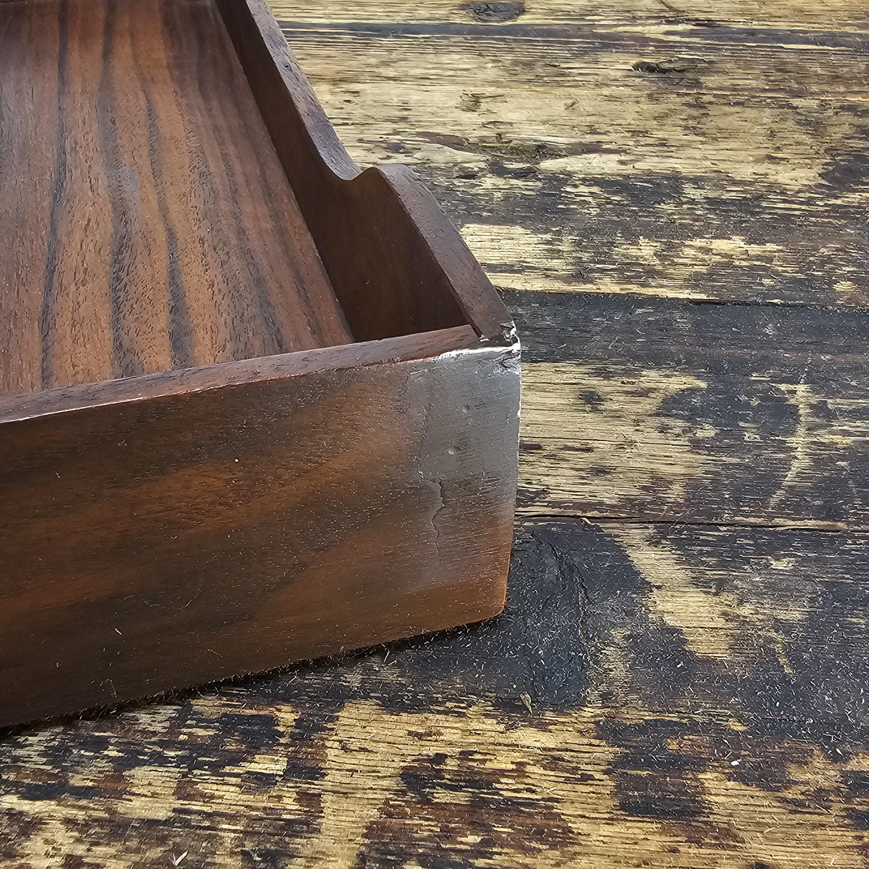 Vintage Stempco Walnut Triple Cutout Desk Tray (1950s-1960s)