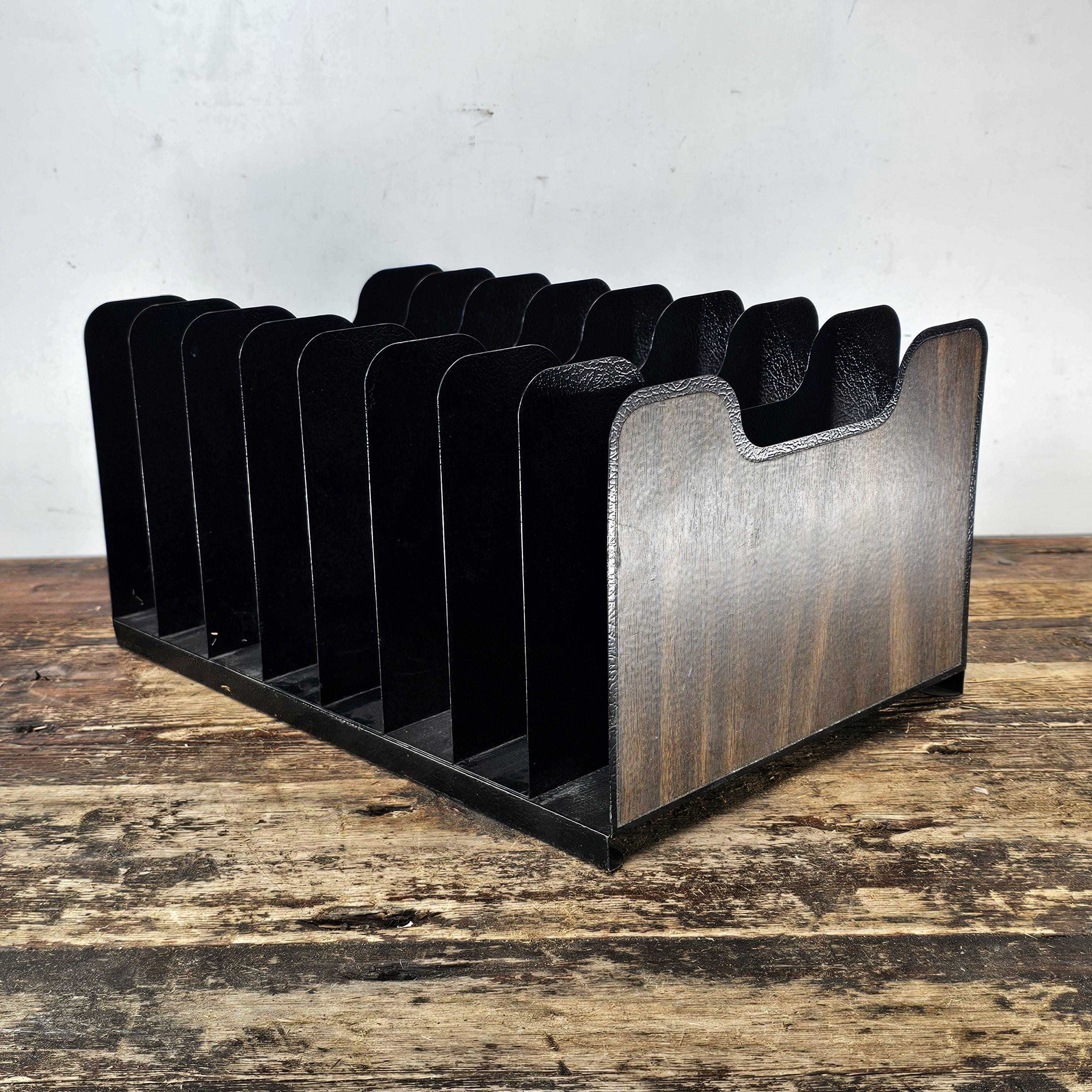 Vintage Buddy Products 8 Compartment Desktop File Organizer Wood Grain Finish