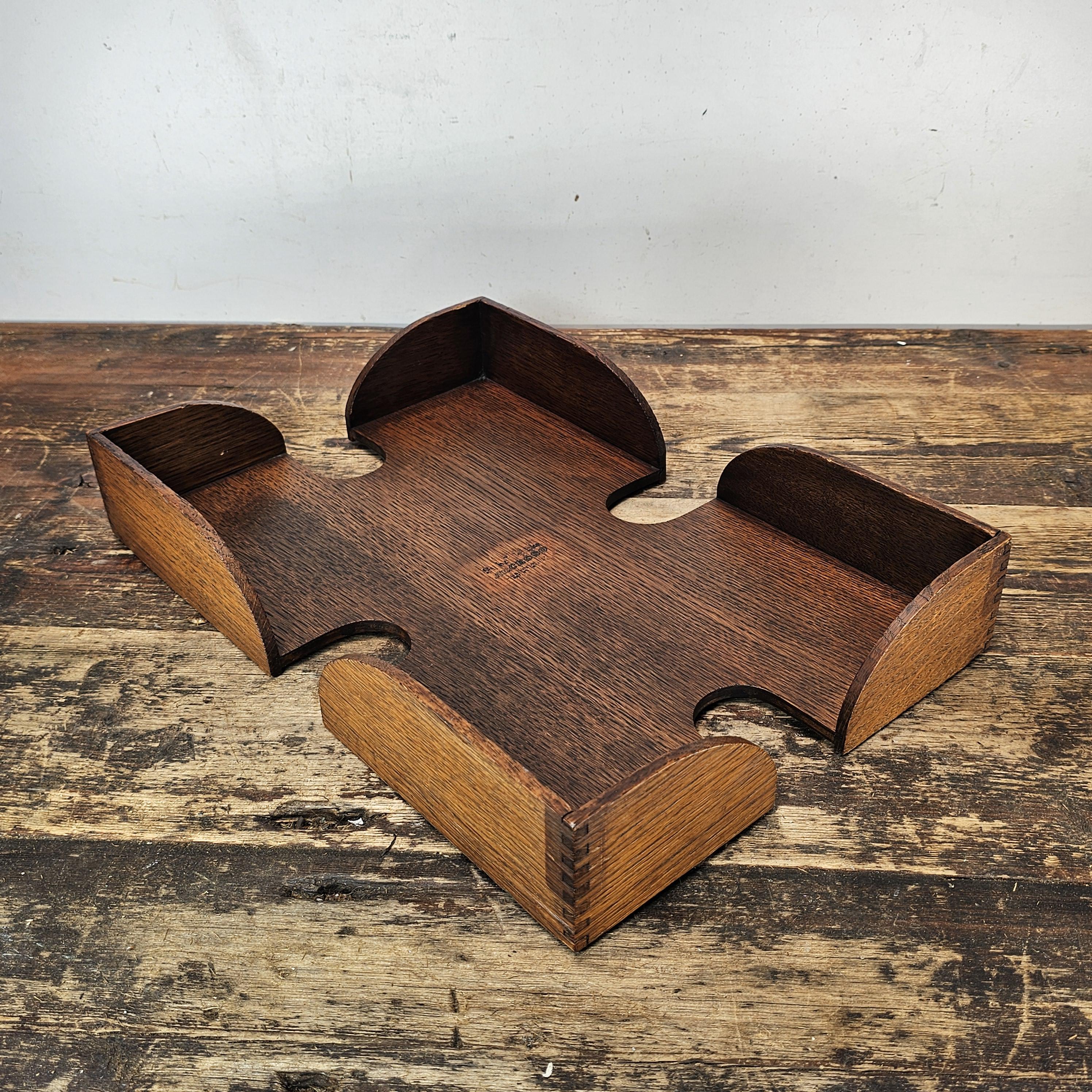 Rare 1920s Globe-Wernicke Wooden Desk Organizer / Letter Tray