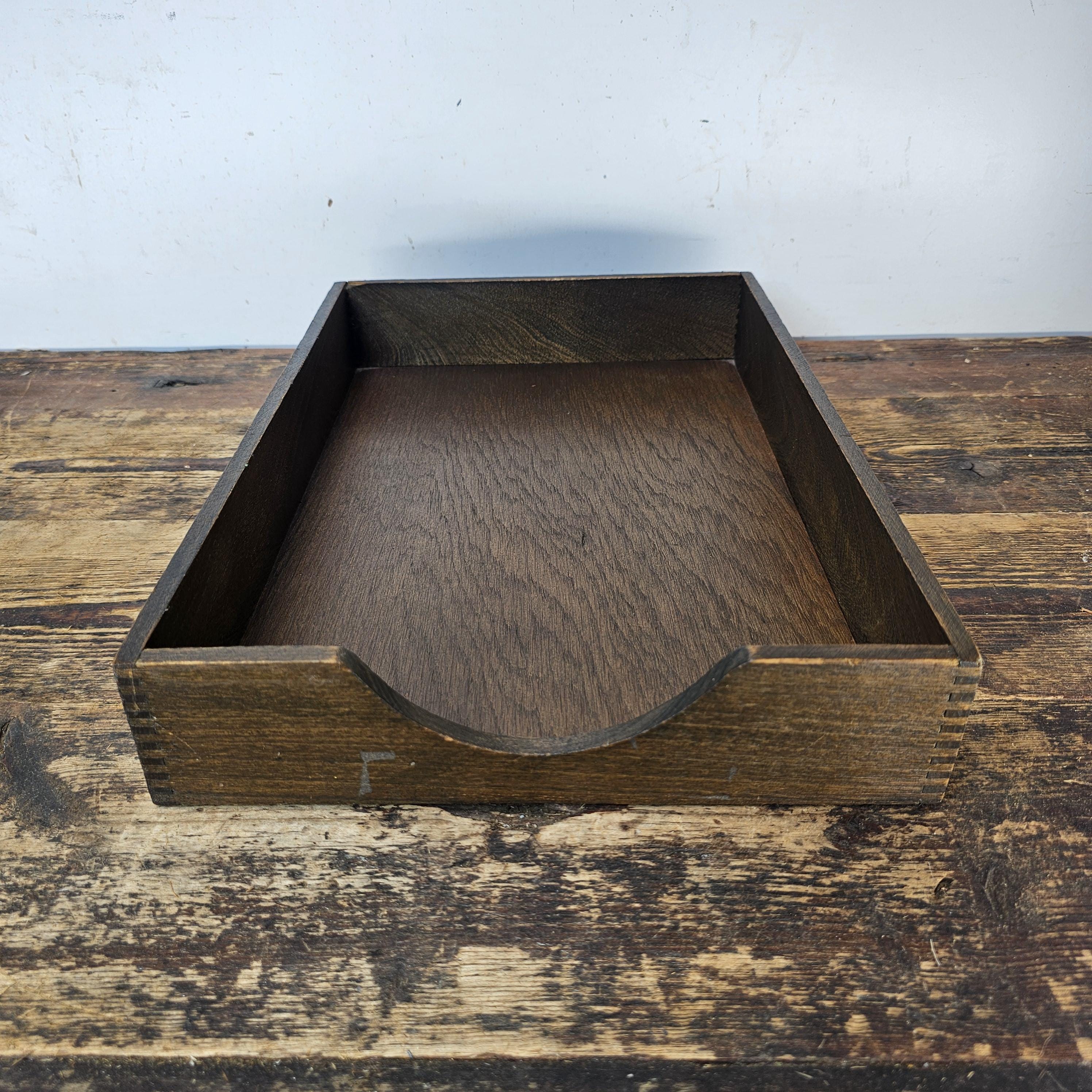 Vintage Hedges Files "The Line" No. 1722 Oak Wood Paper Tray