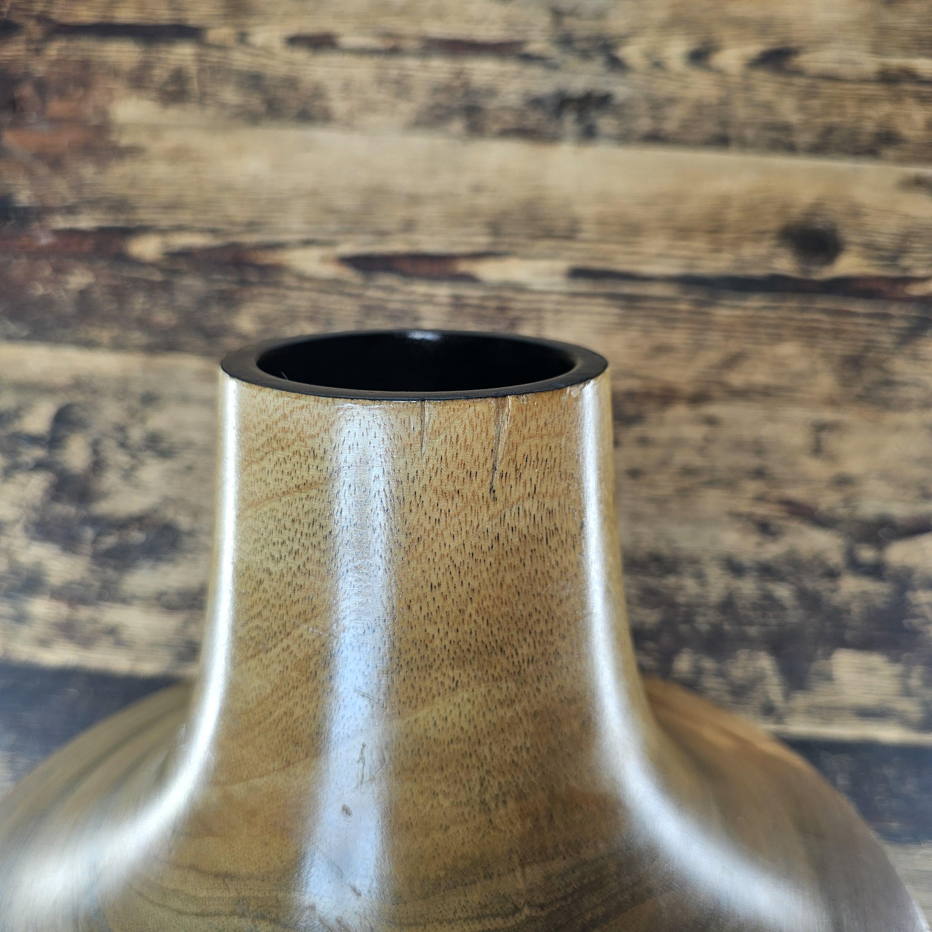 Handcrafted Thai Wooden Vase - Natural Beauty with Ebony Accents