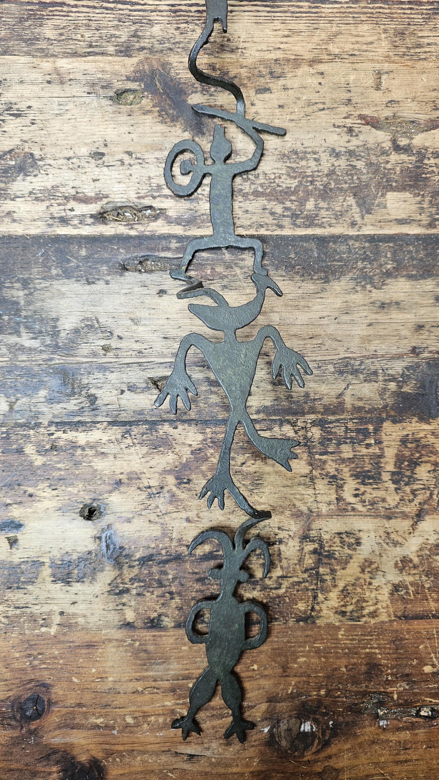 Vintage Haitian Metal Art Wall Sculpture "Chain of Spirits" Hand-Hammered 3D Art