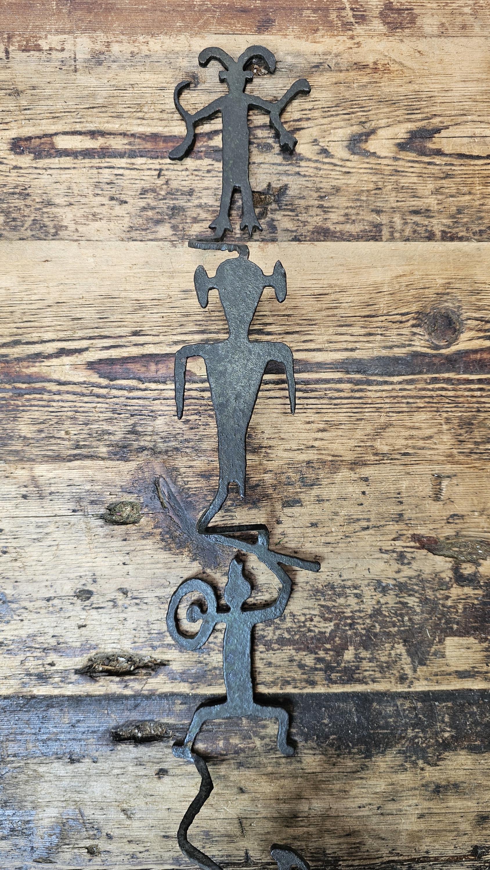 Vintage Haitian Metal Art Wall Sculpture "Chain of Spirits" Hand-Hammered 3D Art