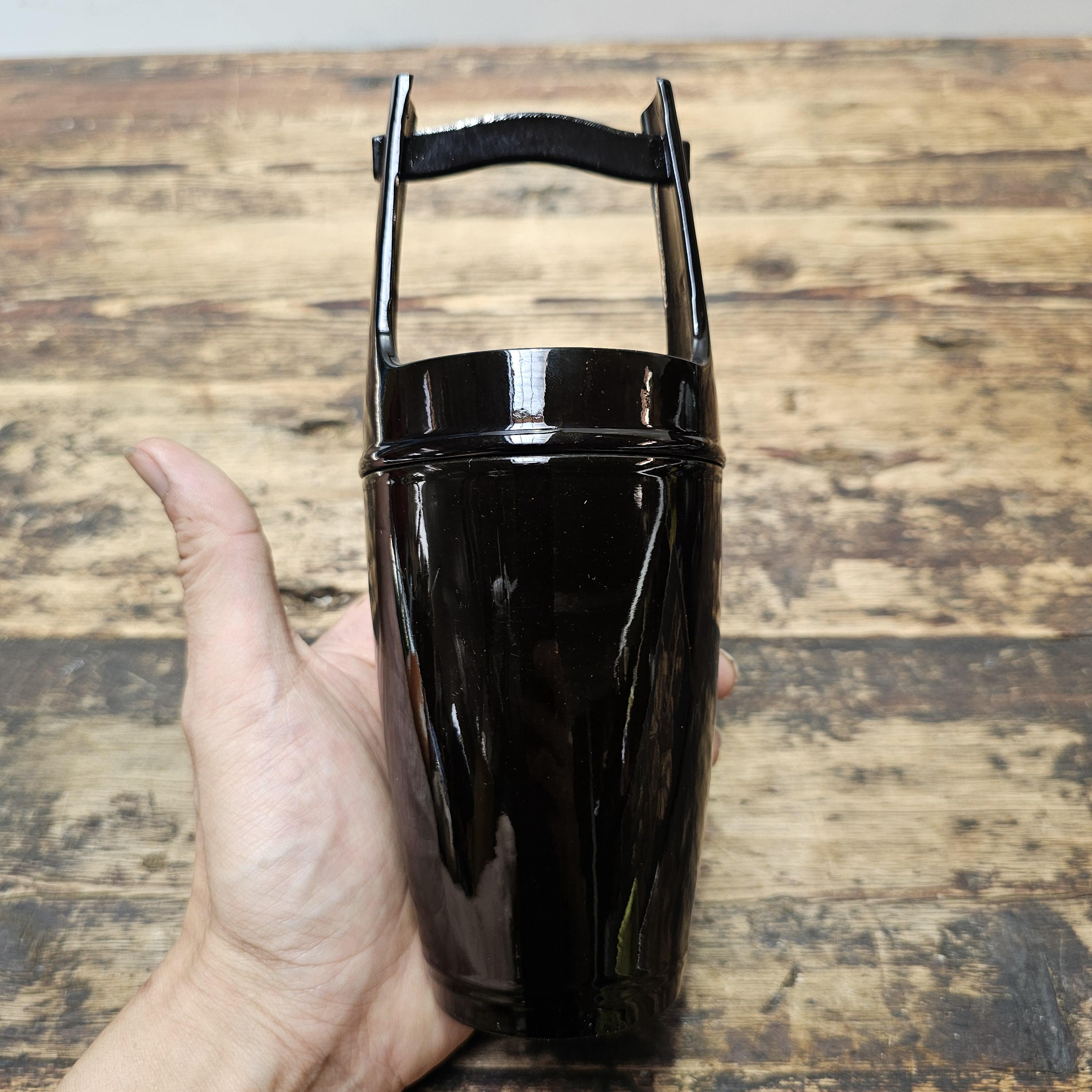 Vintage Yakumo-nuri Lacquerware Ikebana Vase | "Floating" Grape Leaves 8"H