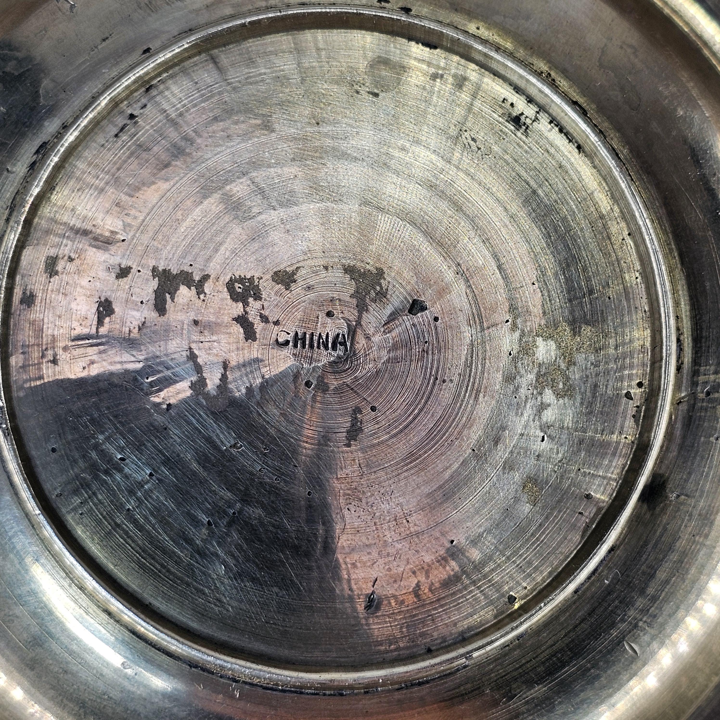 Vintage Chinese Cloisonné Enamel & Brass Ashtray | Ornate Floral Motif 5.25"