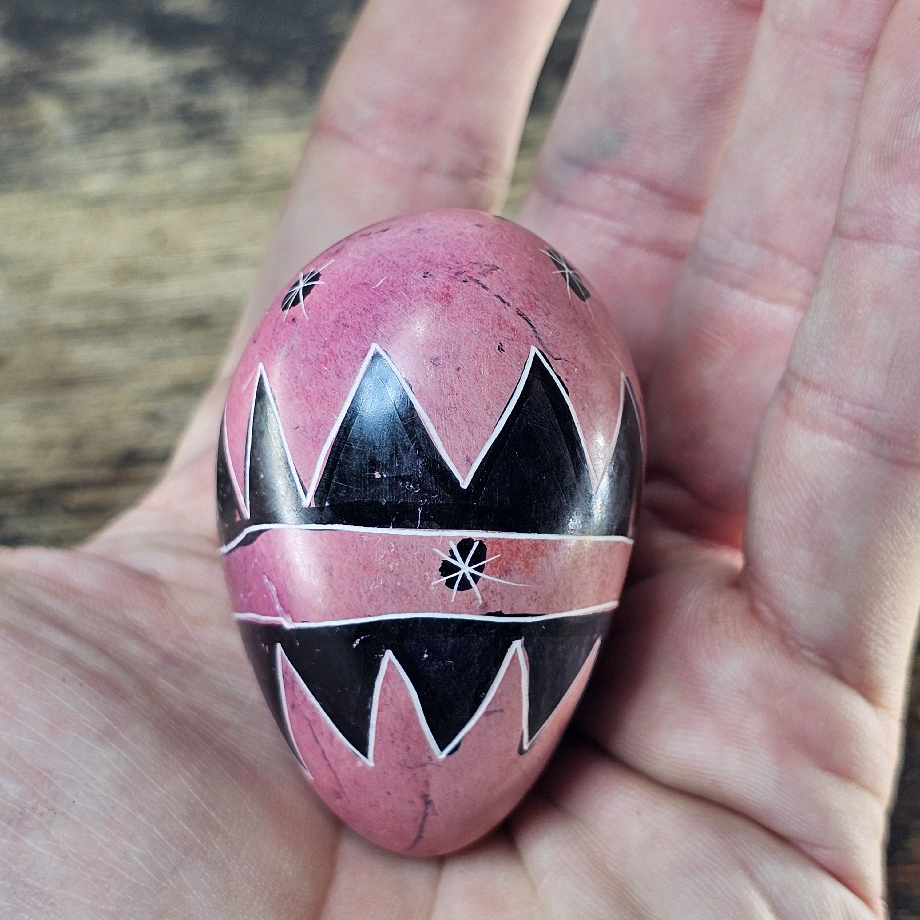 Set of 3 Hand-Carved Kenyan Soapstone Hearts African Art Decorative Paperweights