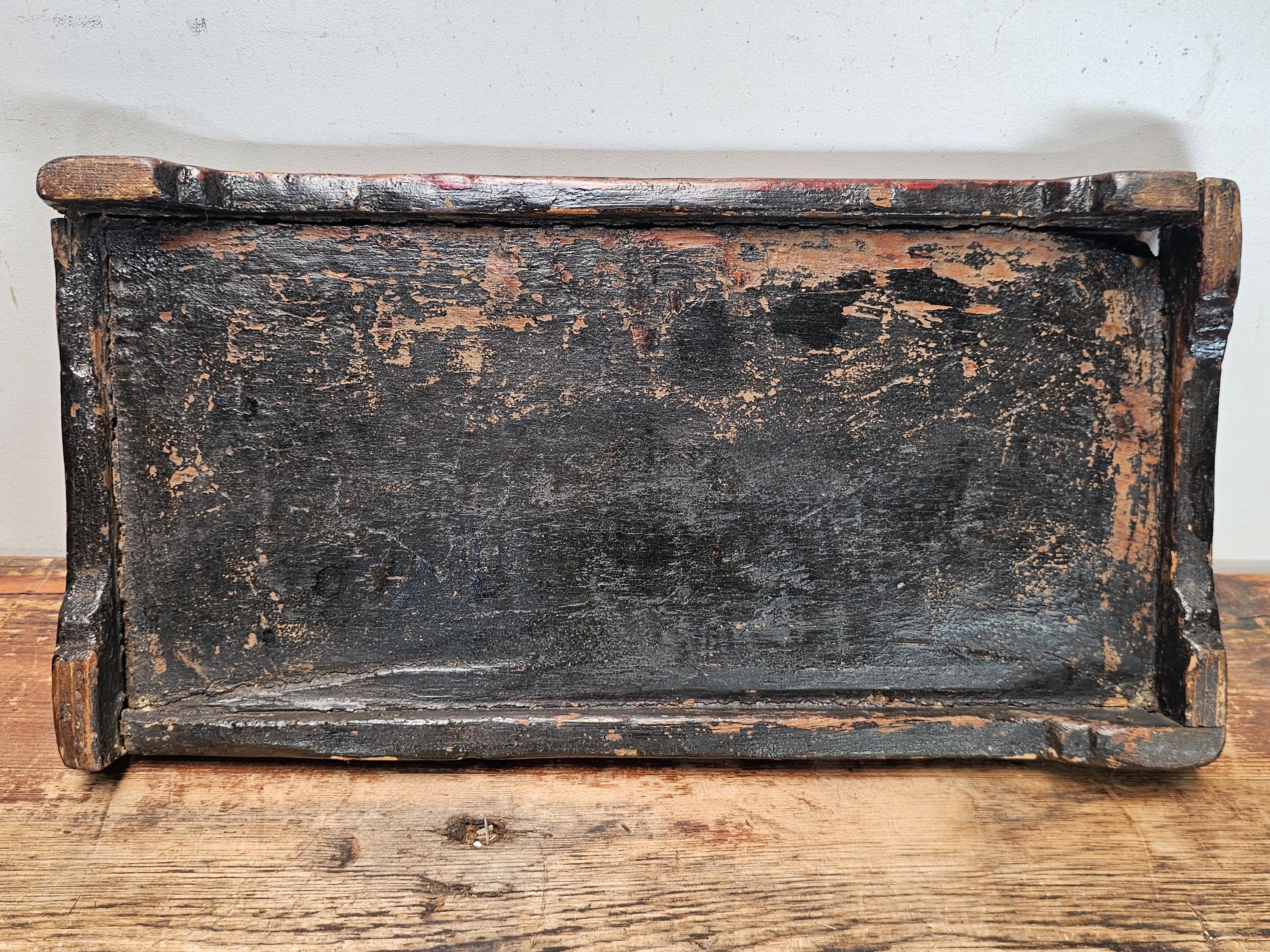 Antique Primitive Wooden Apothecary Box with 8 Wells & Lid