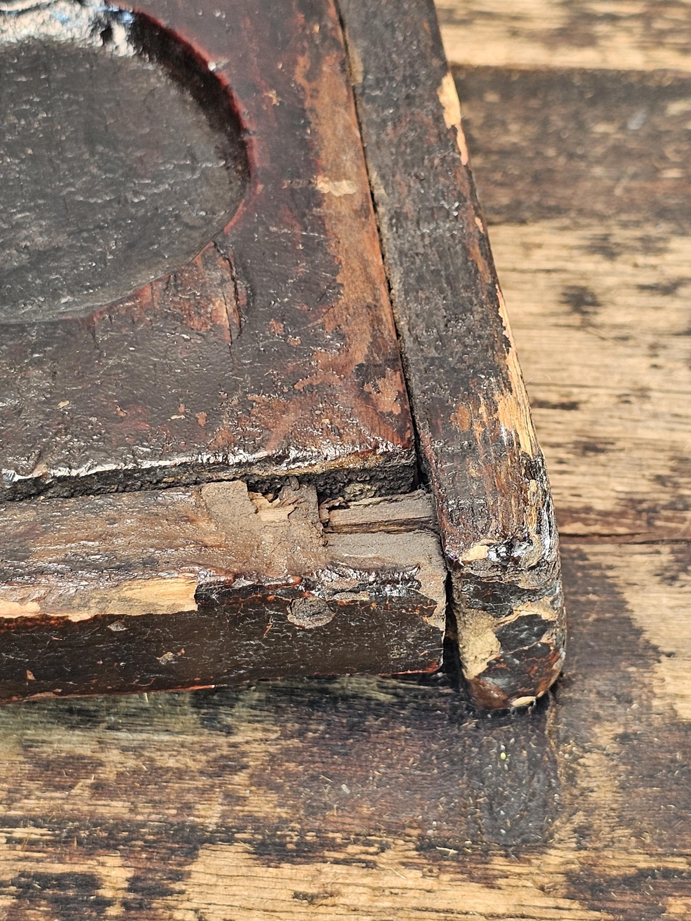 Antique Primitive Wooden Apothecary Box with 8 Wells & Lid